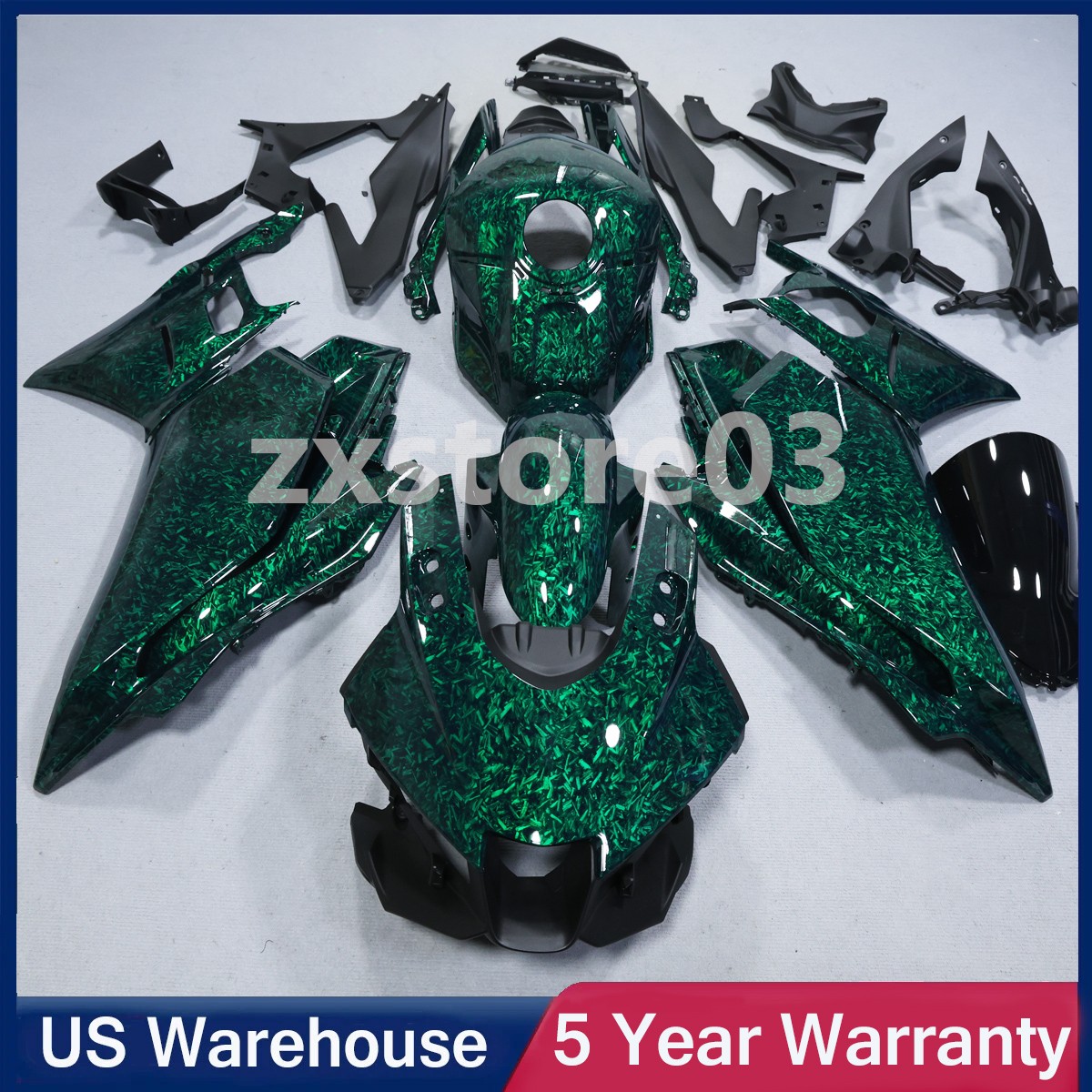 Green Forged Carbon Fiber Fairing Kit Bodywork For Yamaha YZF R25/R3 2025 USA Green Forged Carbon Fiber Fairing Kit Bodywork For Yamaha YZF R25/R3 2025 USA