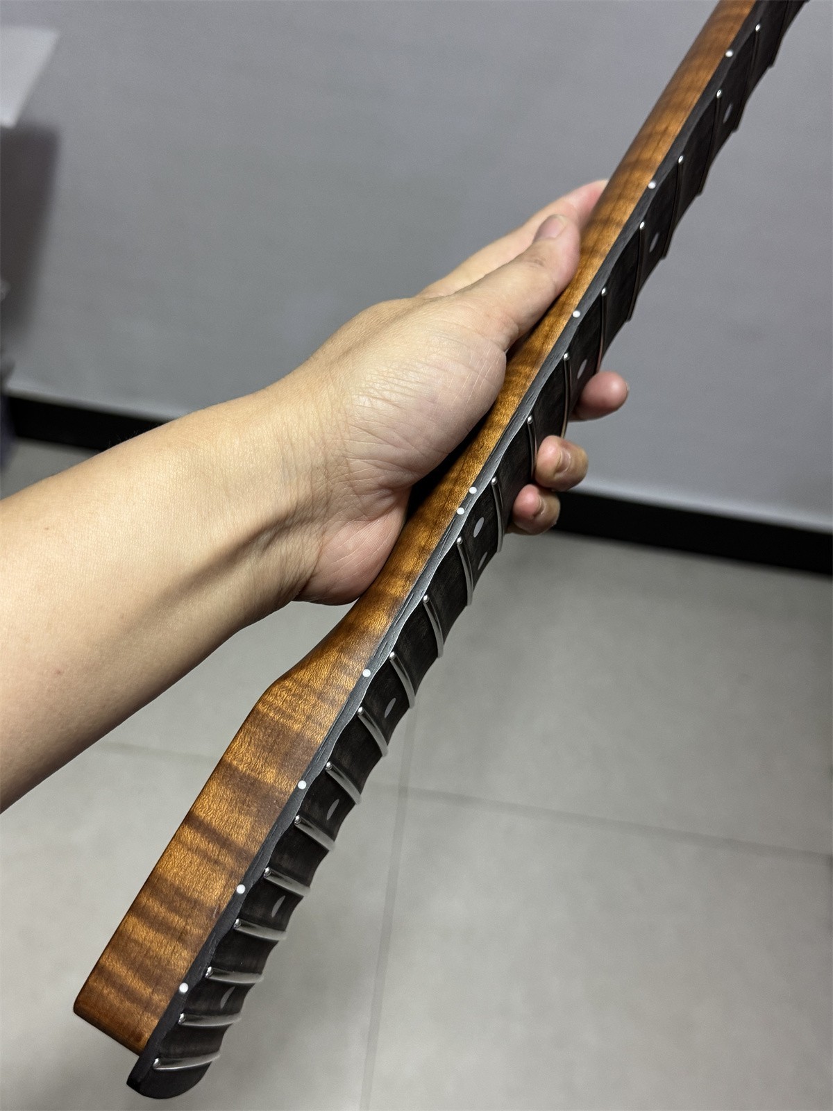 Full scalloped 22Fret Roasted Flame maple Electric guitar neck part rosewood