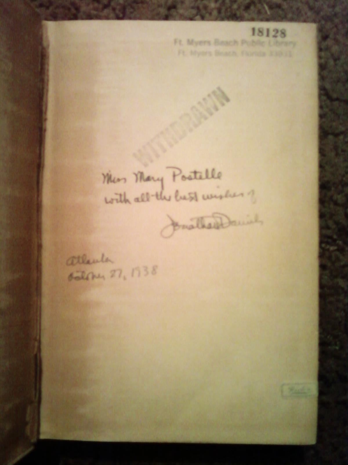 A Southerner Discovers the South Jonathan Daniels (1938) Hardback Signed 1st HTF A Southerner Discovers the South Jonathan Daniels (1938) Hardback Signed 1st HTF