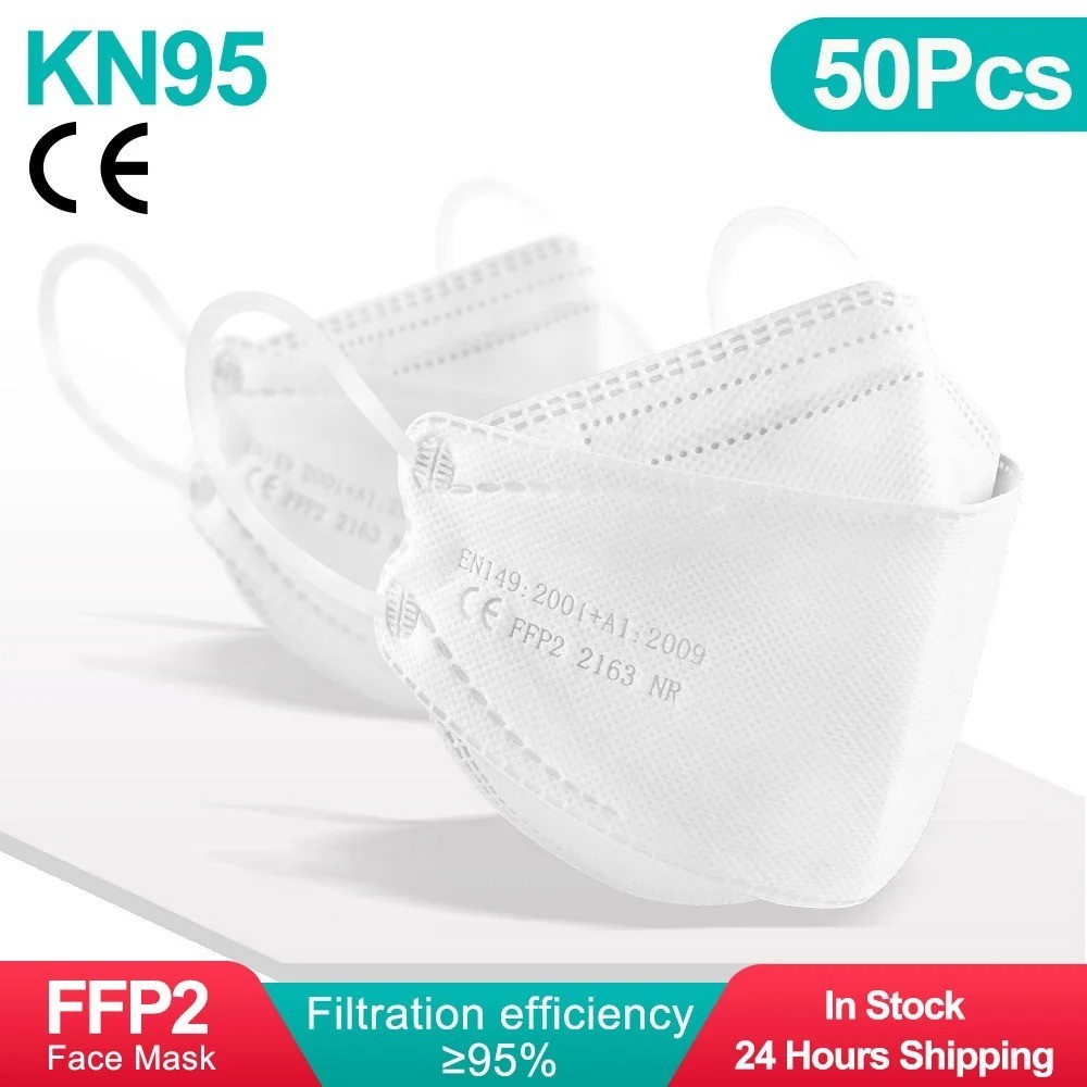 50PCS KN95 Face Masks 4-Layer Protective Respirator Fish Shape Adult Mask - USA