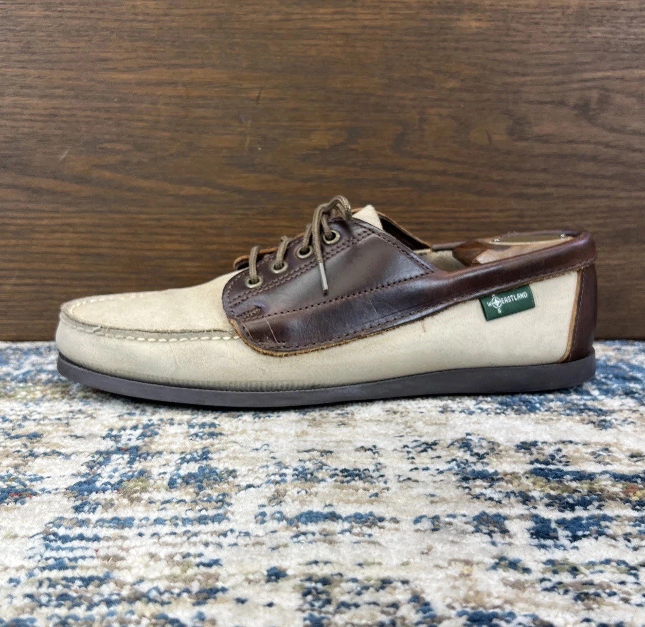 Vtg EASTLAND Falmouth Two-Tone Brown Leather Camp Moc Deck Shoe Mens Sz 10D Vtg EASTLAND Falmouth Two-Tone Brown Leather Camp Moc Deck Shoe Mens Sz 10D