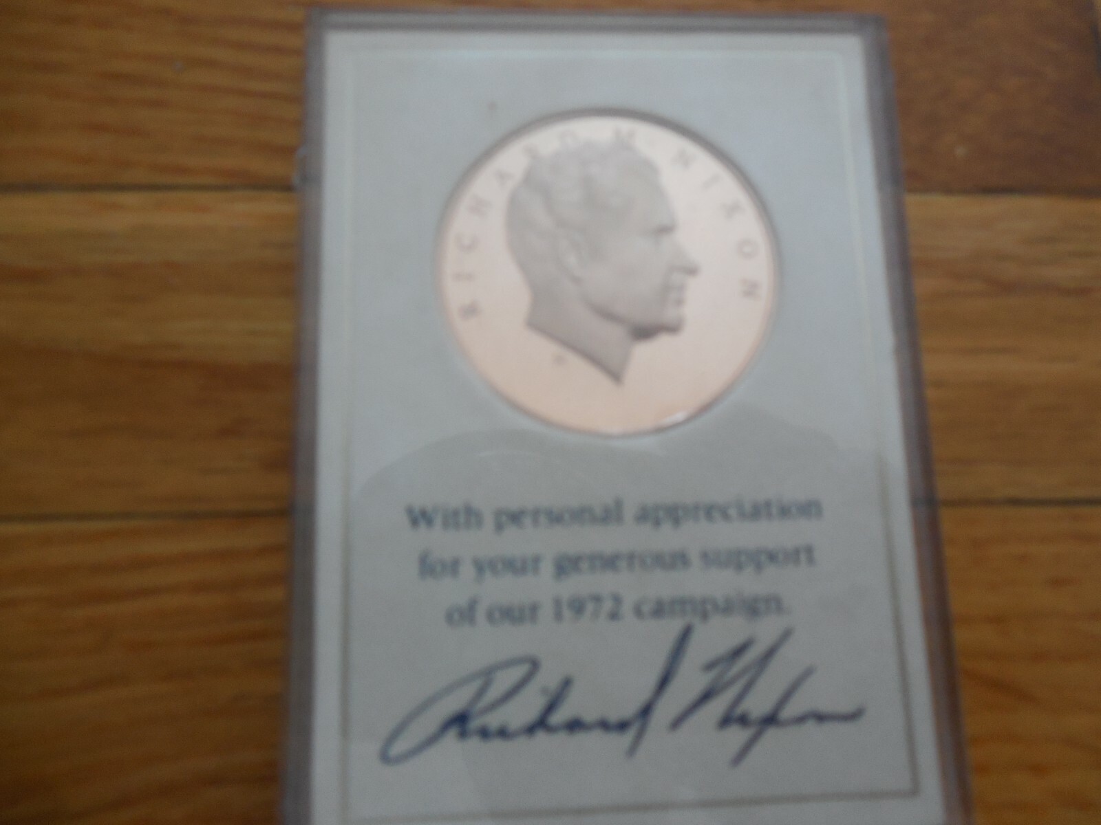 Bronze 1972 Franklin Mint Coin Reelect Nixon Republican National Committee