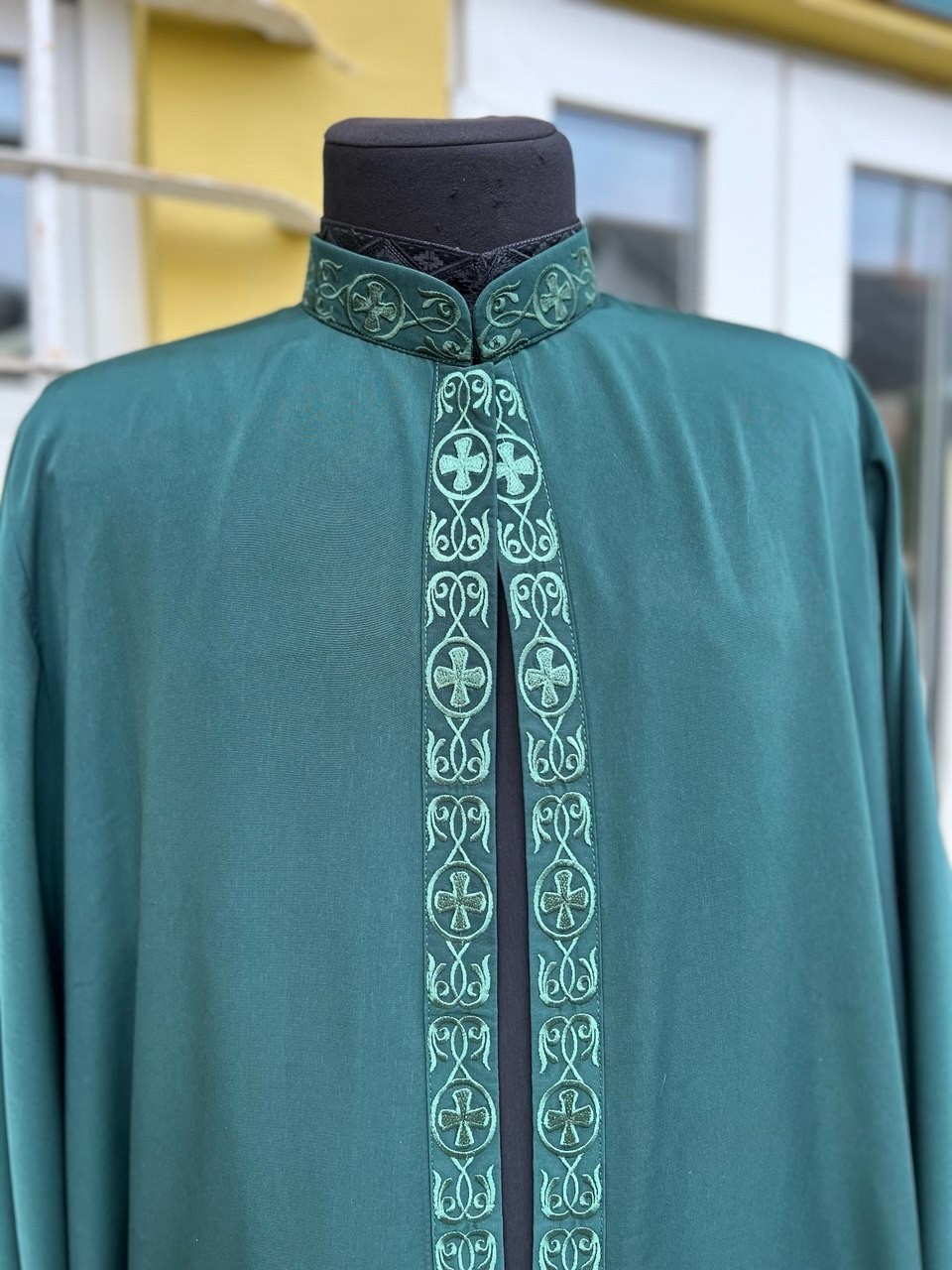 Green orthodox ryassas with embroidery on the side - Orthodox ryassas - priest\'s