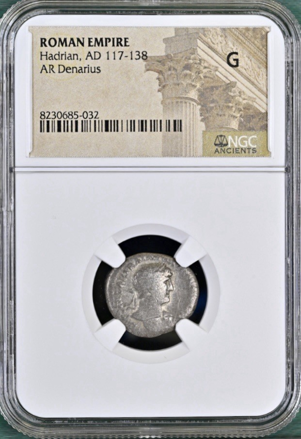 Emperor Hadrian 117-138AD NGC Graded Ancient Silver Roman Coin Denarius