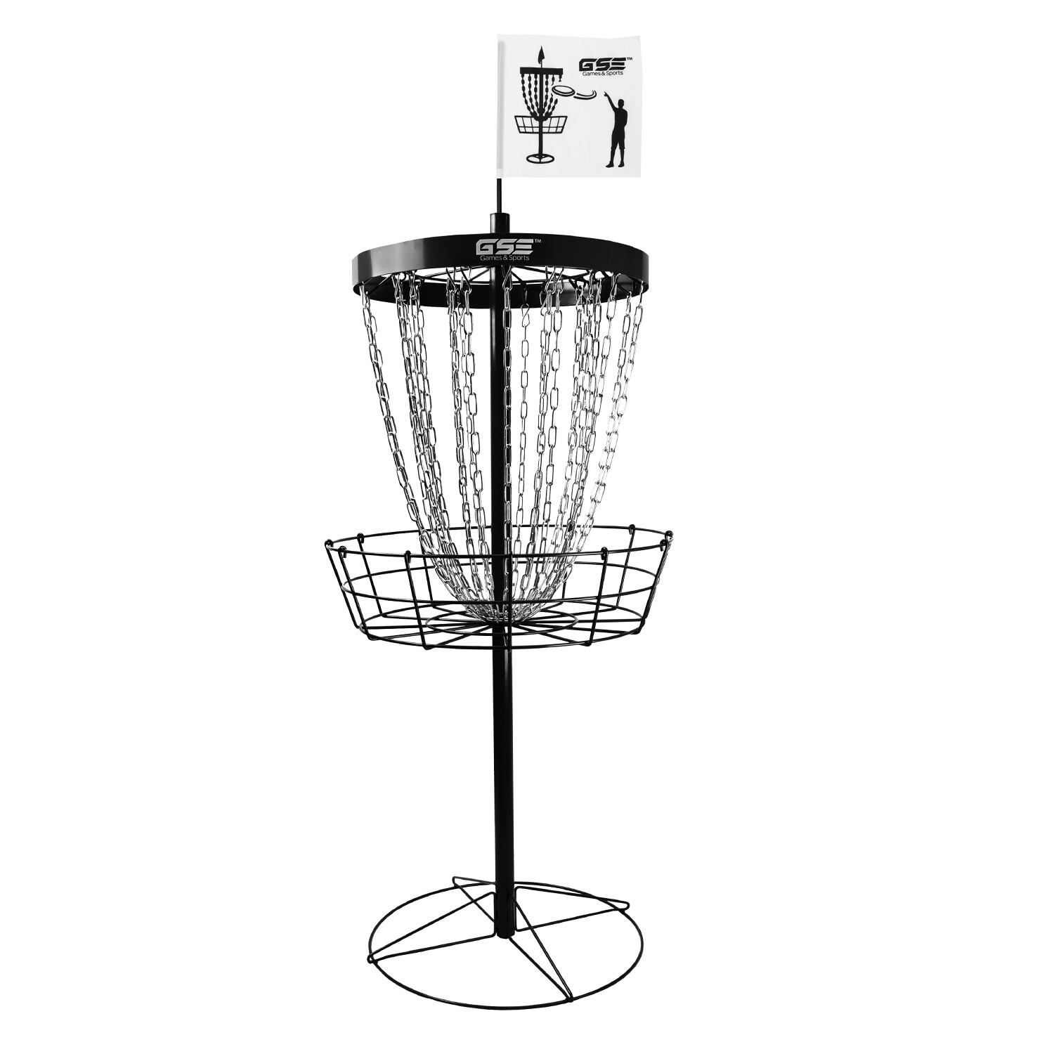 GSE Deluxe Disc Golf Basket. PDGA Approved 24-Chain Portable Disc Golf Goal