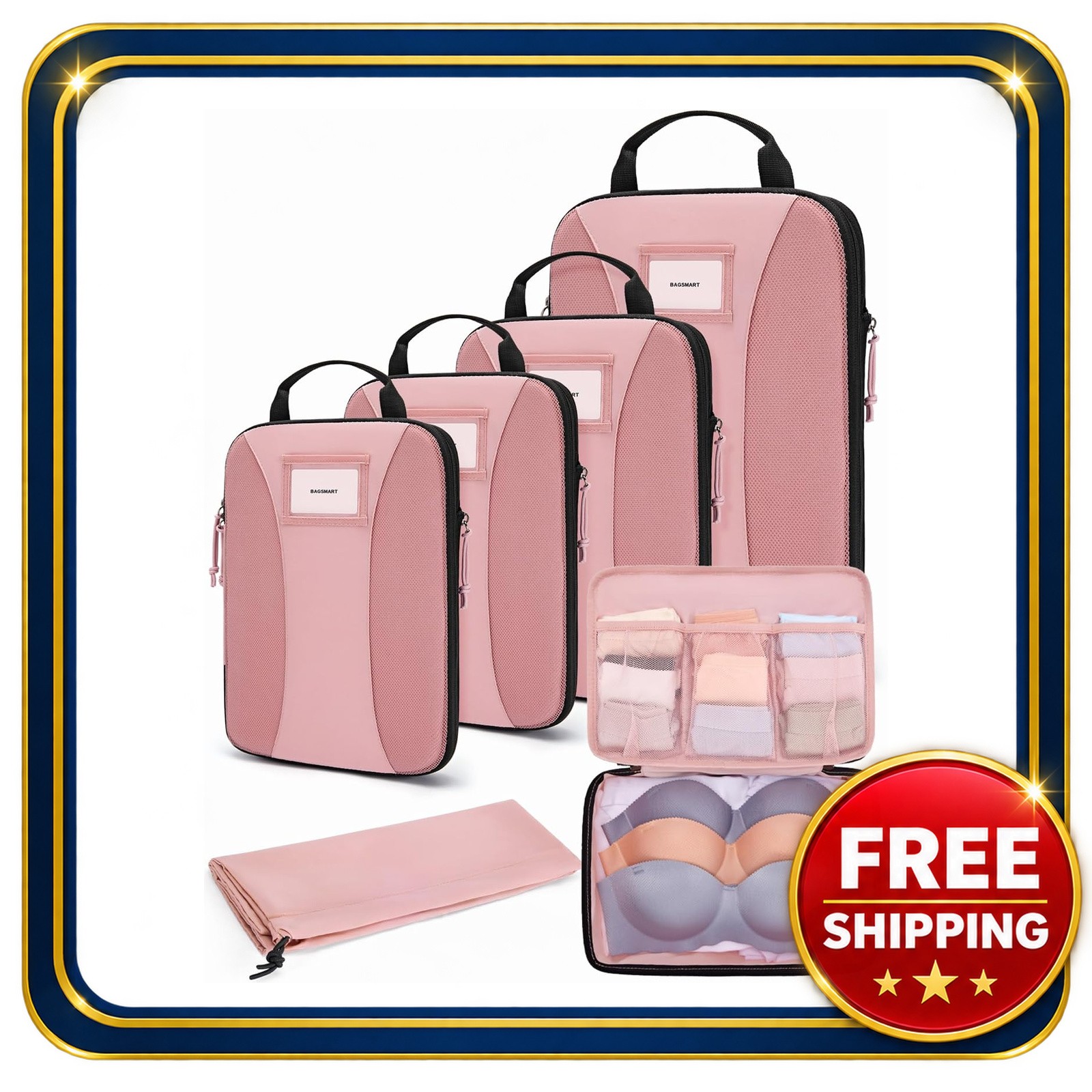 BAGSMART Compression Packing Cubes Lightweight Travel Essentials BAGSMART Compression Packing Cubes Lightweight Travel Essentials