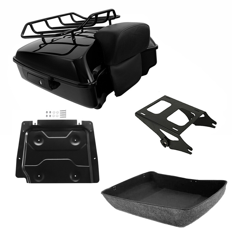 Chopped Trunk& Backrest Mount Rack Plate Fit For Harley Touring Road Glide 14-26
