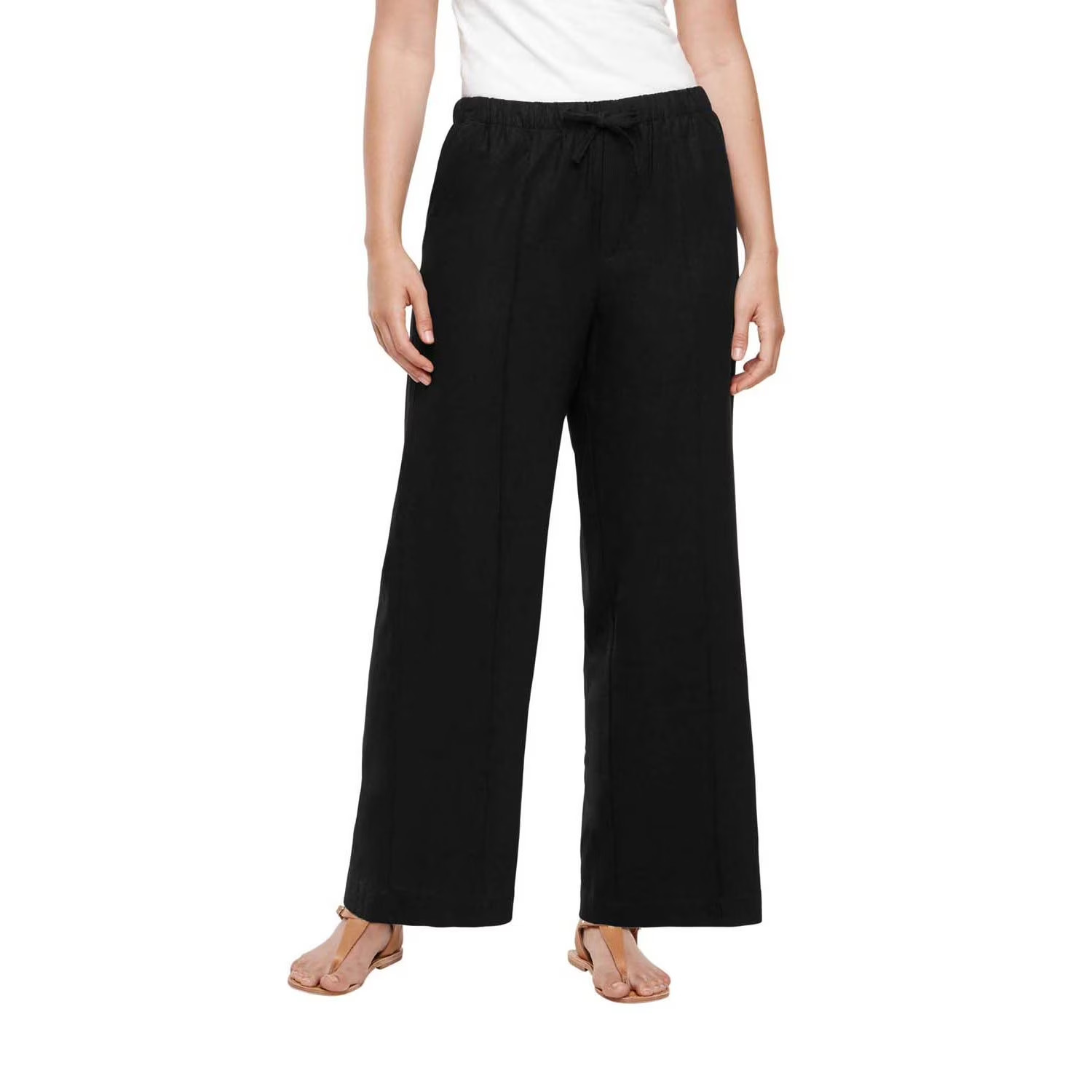 NWT Gap Women\'s Linen Blend Pull-On Pant Size L Black