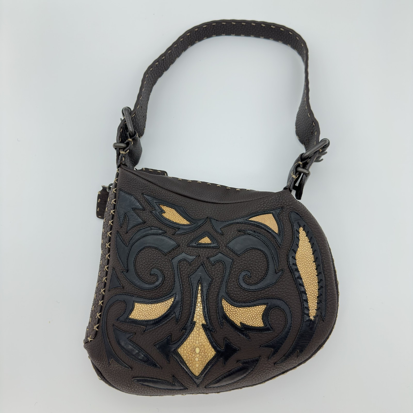 Fendi Rare Selleria Oyster Leather Handbag Shoulder Bag Vintage