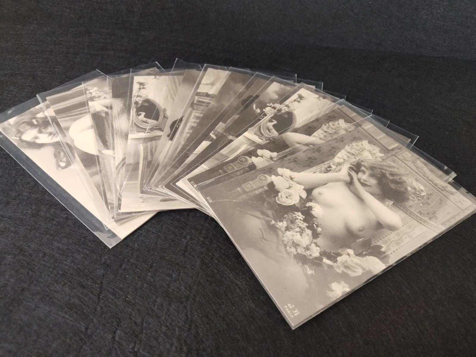 Lot of 12 original vintage erotic postcards. Lot of 12 original vintage erotic postcards.