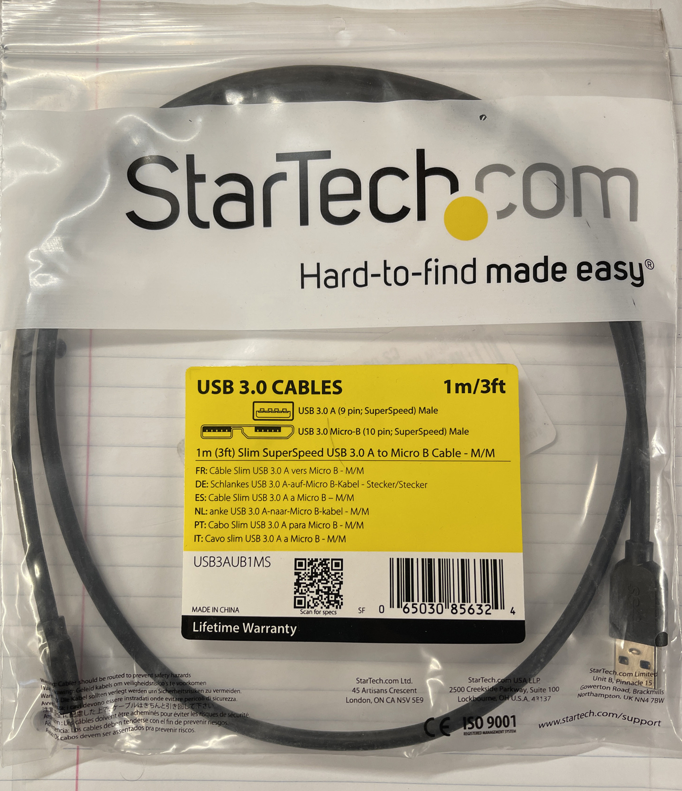 StarTech.com 1m (3ft) Slim SuperSpeed USB 3.0 A to Micro B Cable - M/M StarTech.com 1m (3ft) Slim SuperSpeed USB 3.0 A to Micro B Cable - M/M