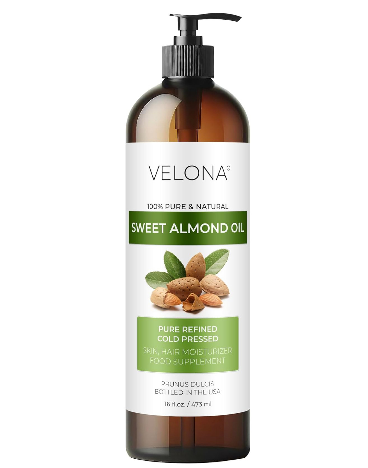Velona Sweet Almond Oil - 16 Oz | 100% Pure and Natural Carrier Oil | Refined, C