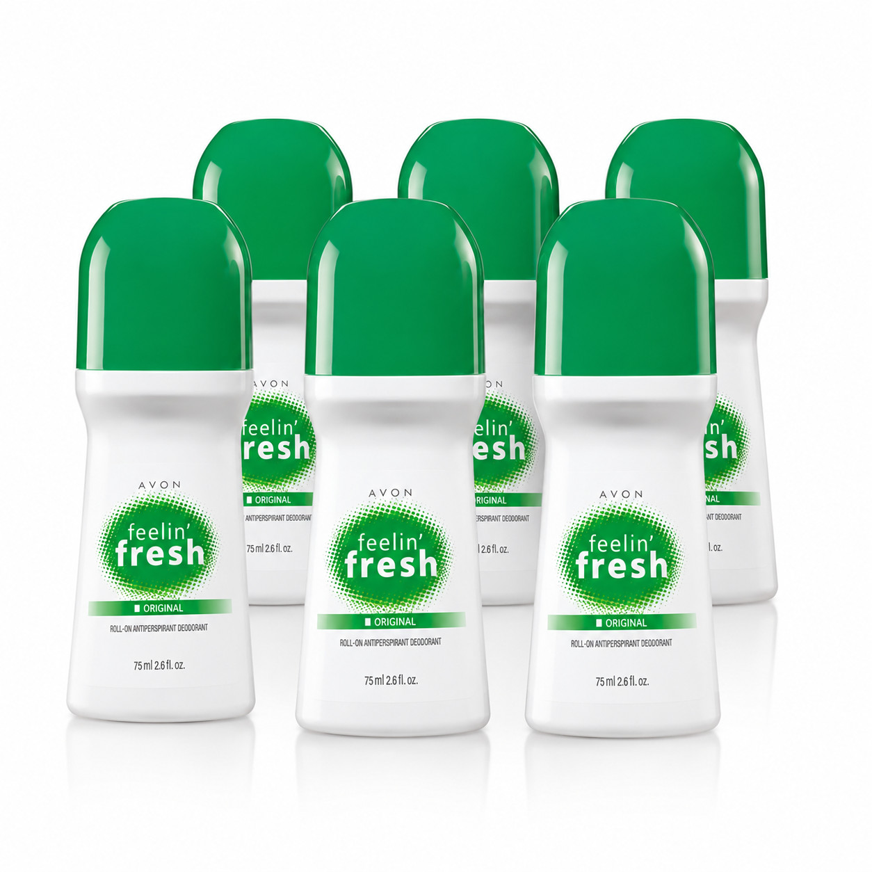 6-AVON FEELIN FRESH ORIGINAL ROLL-ON ANTIPERSPIRANT DEODORANT  2.6 FL OZ