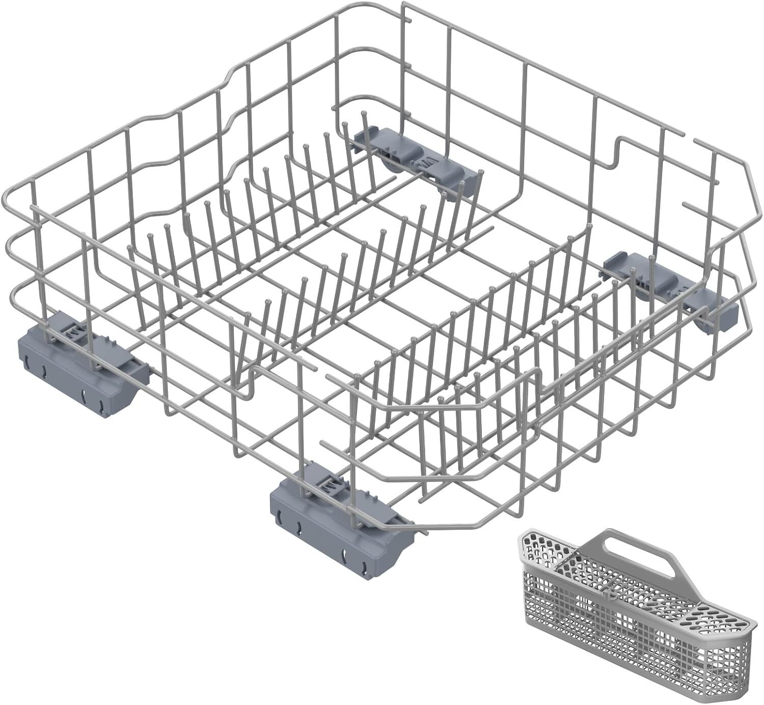 New WD28X26099 Dishwasher Lower Dishrack & WD28X10128 Silverware Basket Fors GE