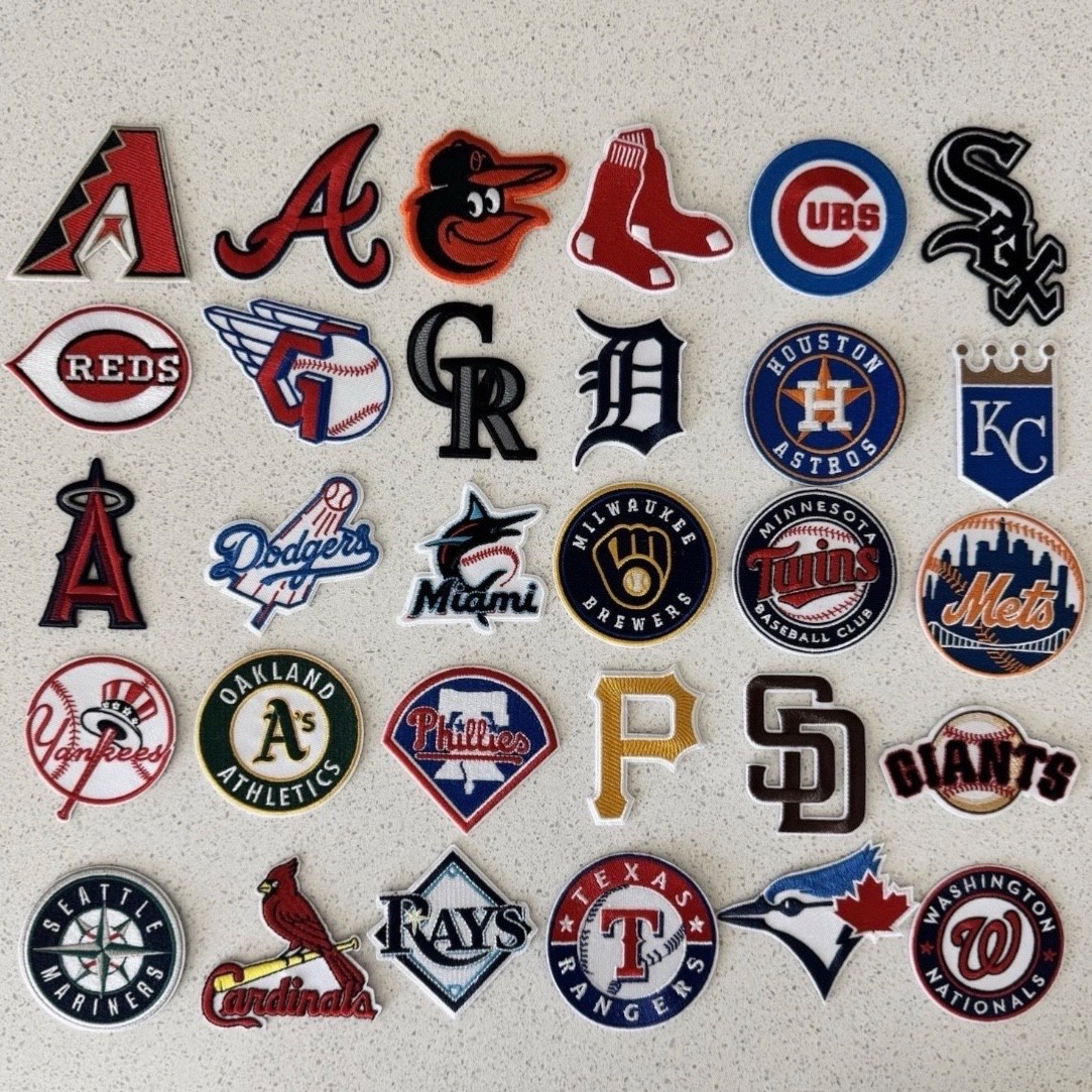 All MLB Team Logos Iron On Patches Wholesale Patches Pack 2”-3” Lot of 30