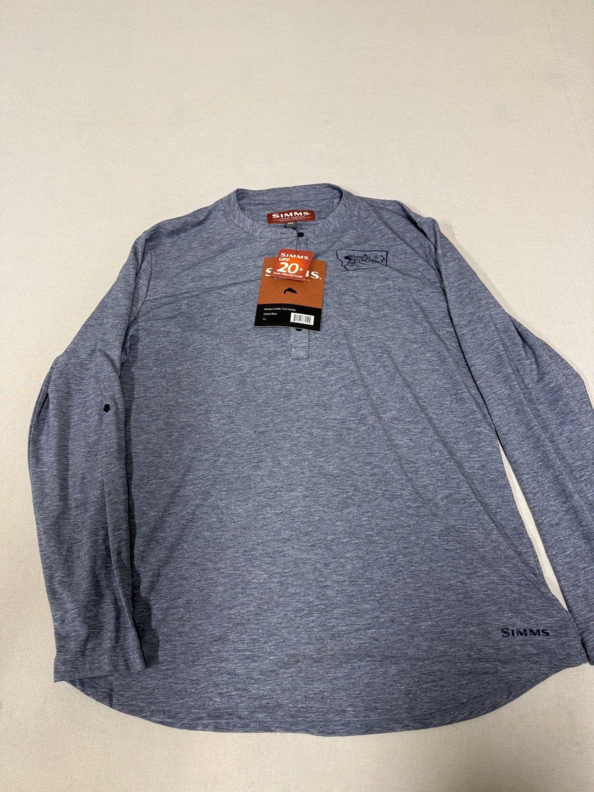 SIMMS Henley Drifter Tech Tee Shirt Long Sleeve Blue XL Roll Tab Fishing 56 SIMMS Henley Drifter Tech Tee Shirt Long Sleeve Blue XL Roll Tab Fishing 56