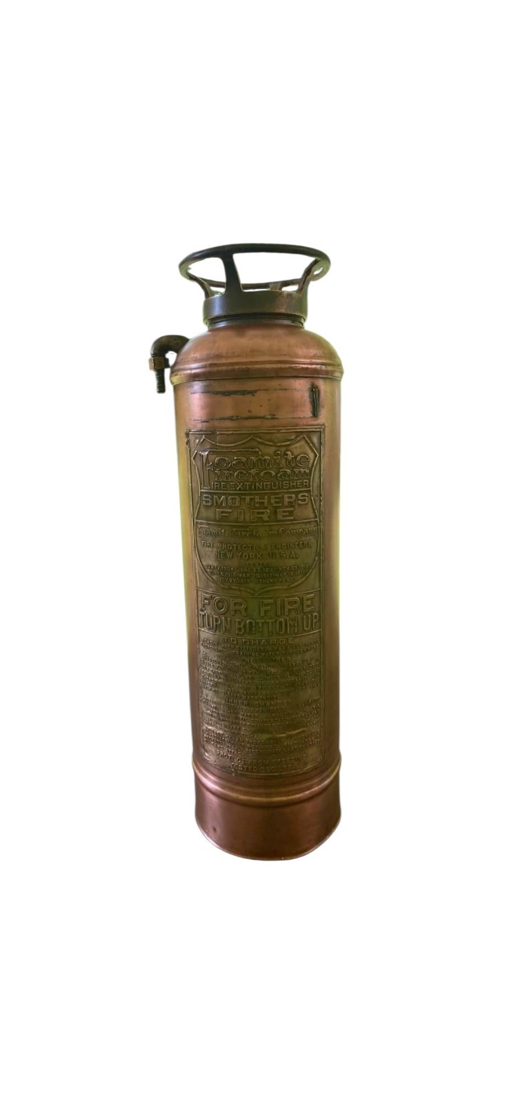 RARE 1917 Antique FOAMITE FIREFOAM Copper Fire Extinguisher ~ 