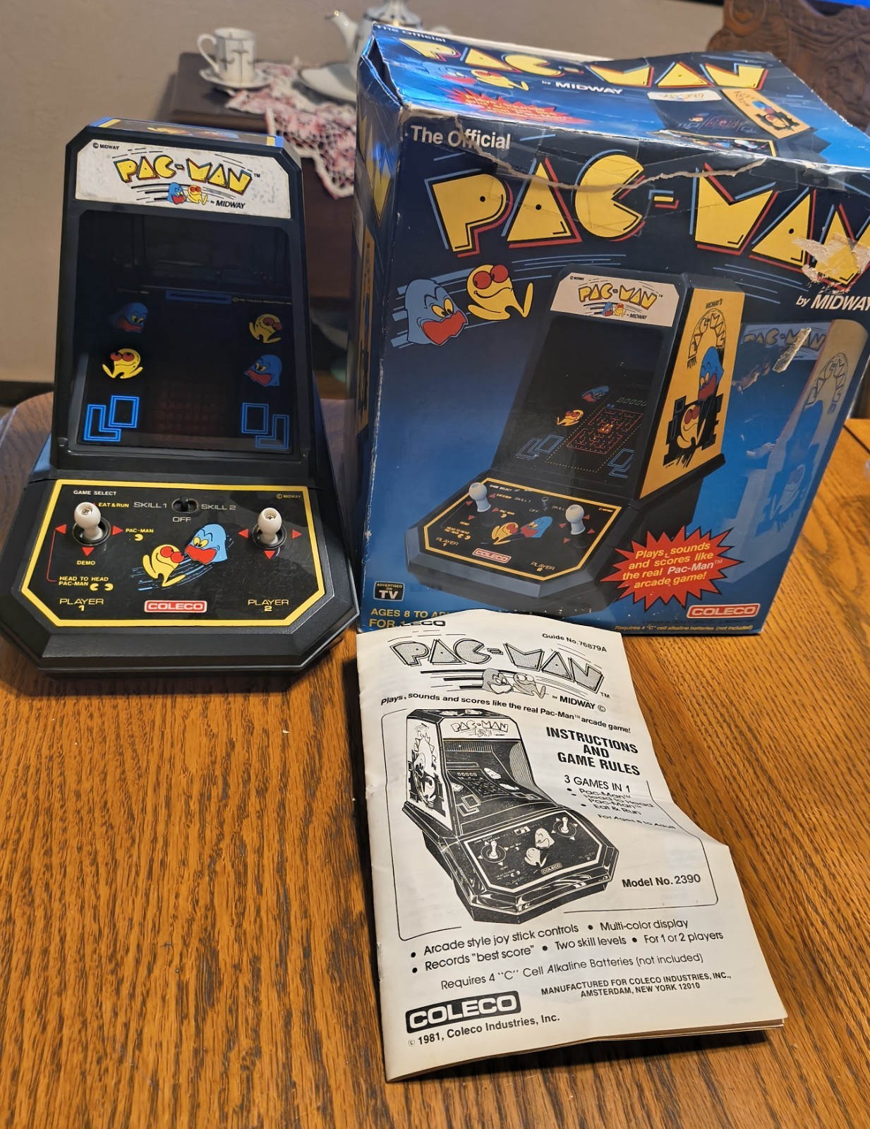 1981 Coleco Pac-Man Tabletop Arcade Game 2390 Working Original Box & Manual