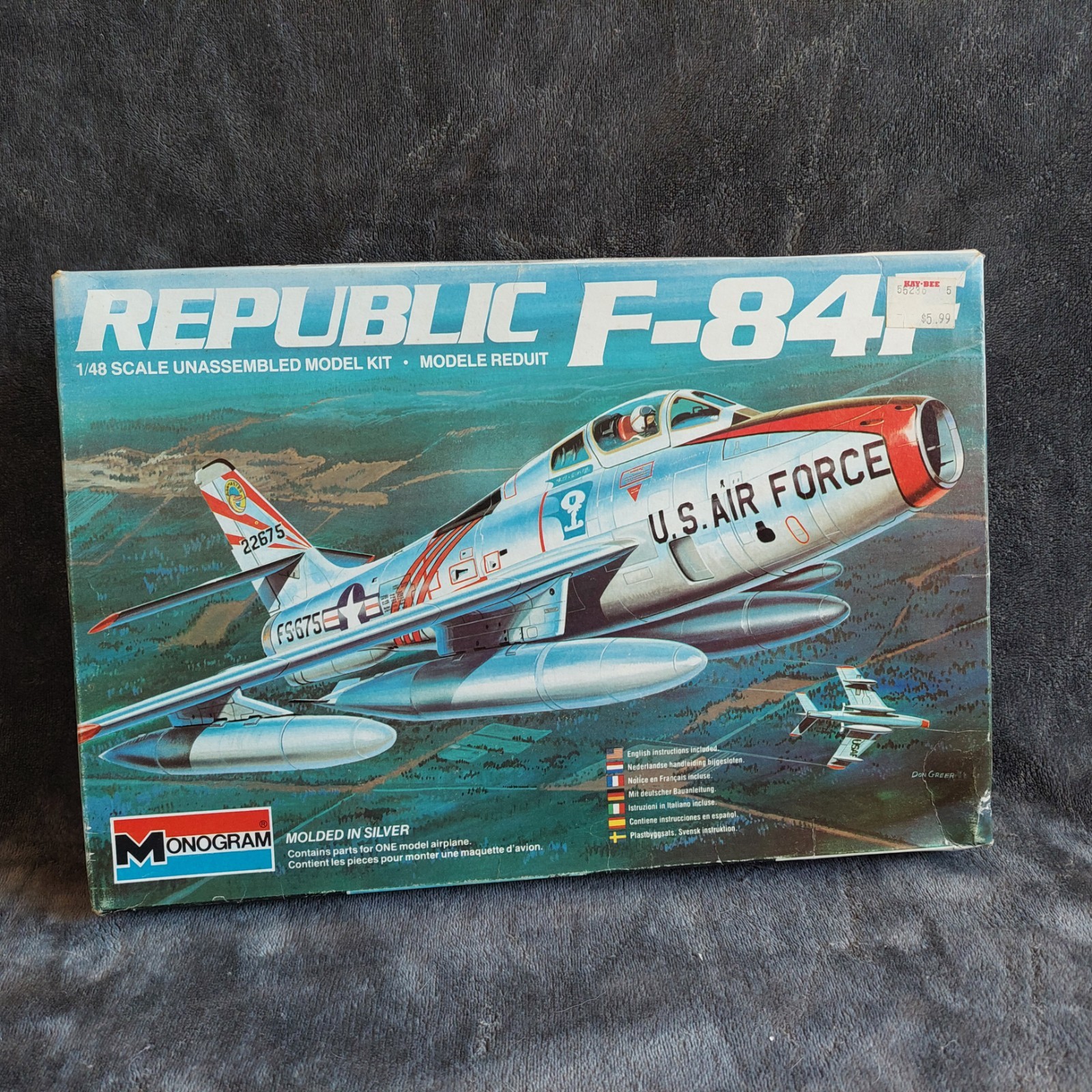 Vintage Monogram 1:48 Scale Republic F-84F Plane Model Kit Made in USA 1985 Vintage Monogram 1:48 Scale Republic F-84F Plane Model Kit Made in USA 1985