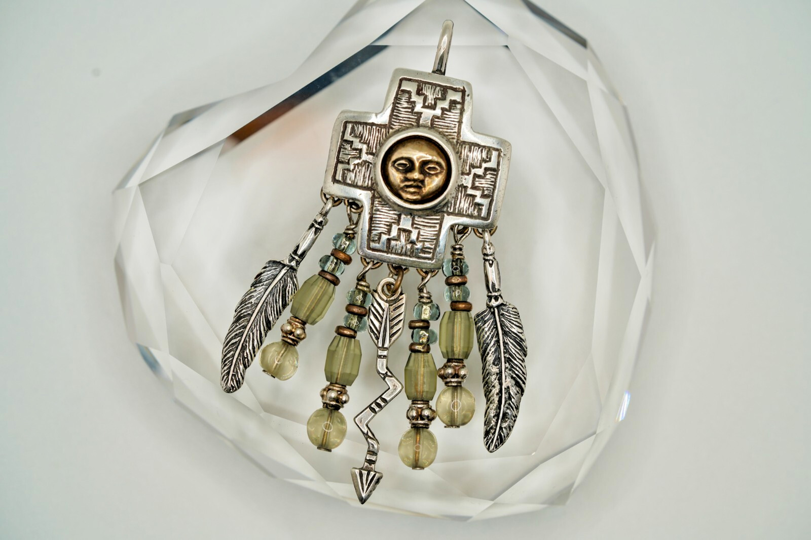 Vintage Roger Skeet Navajo Cross Face Arrow Sterling Silver Pendant Brooch JB24