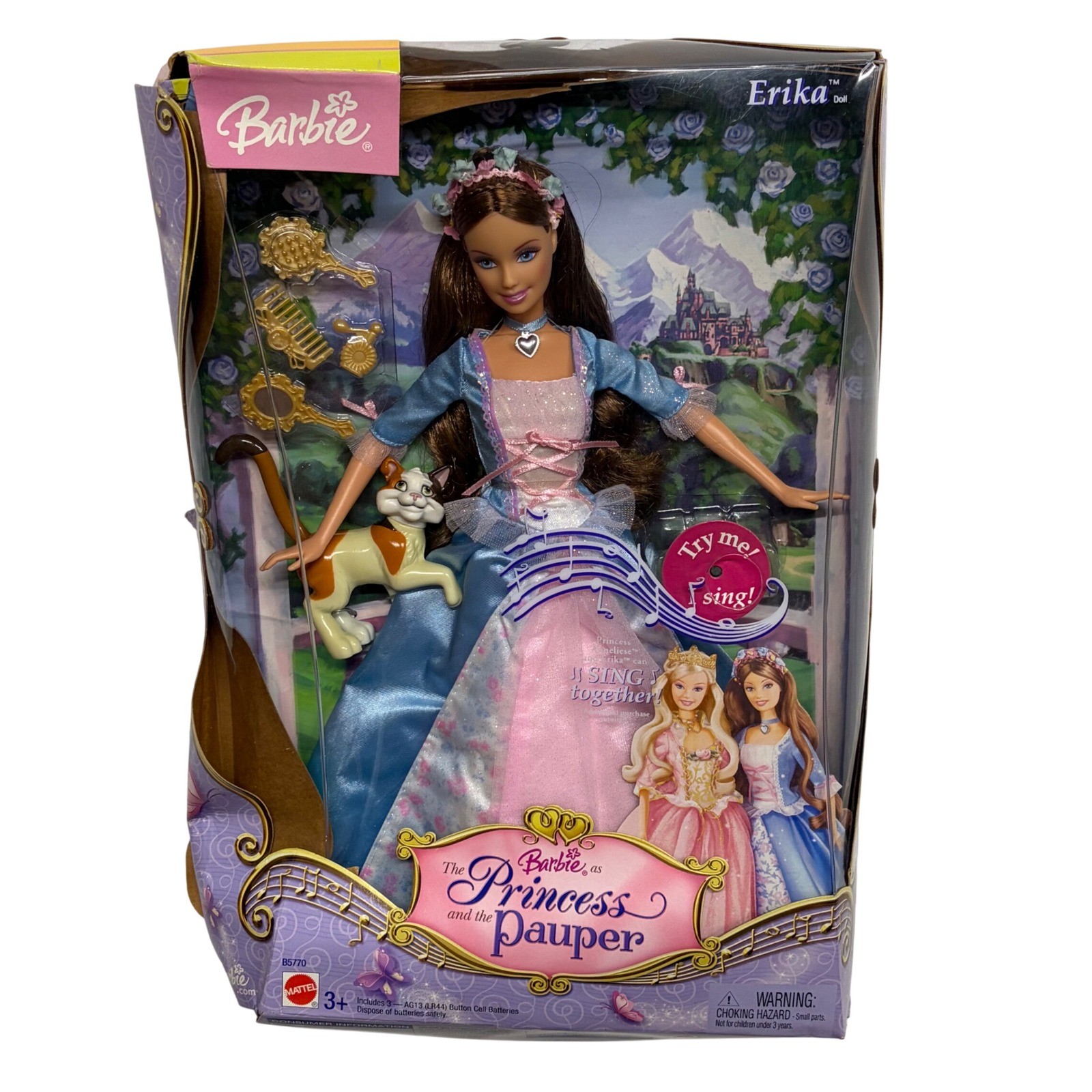 Doesn\'t Sing Barbie The Princess and the Pauper Erika Doll 2004 NIB Damaged