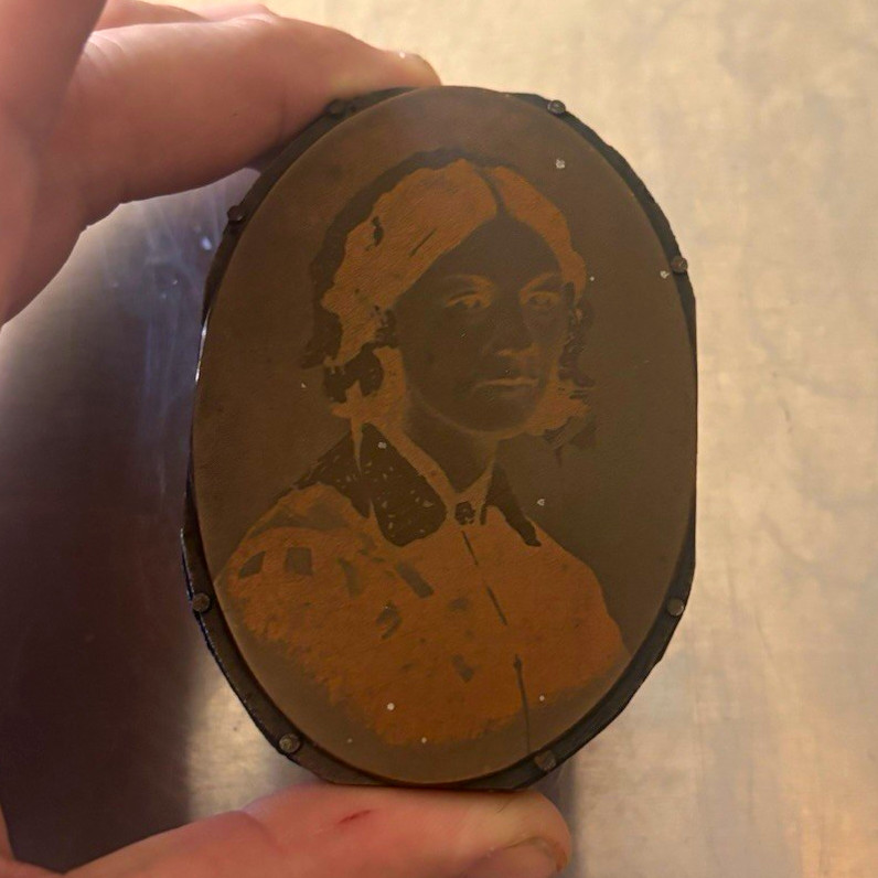 Florence Nightingale Printing Block Antique Copper Wood Base Brown 1937