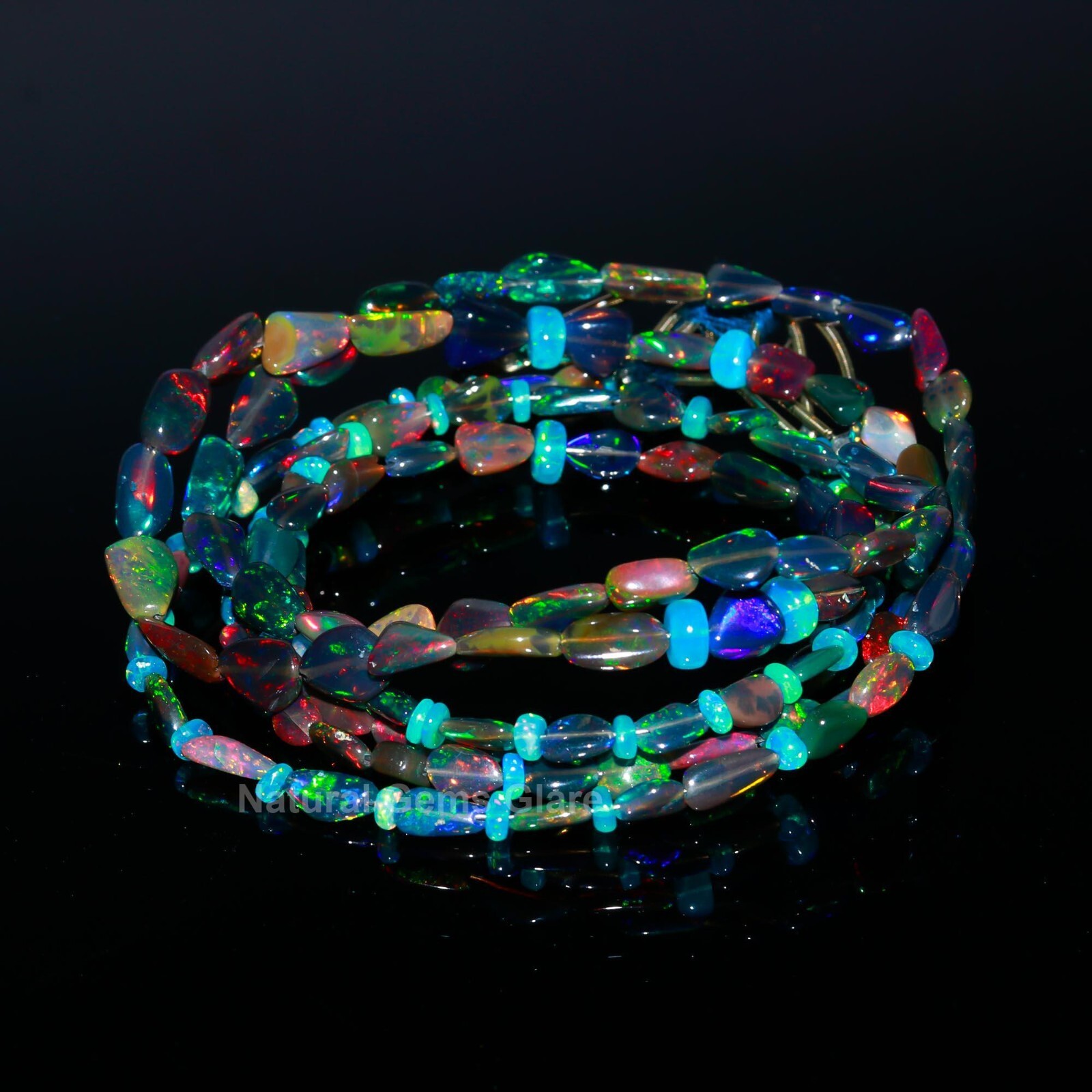 AAA+ Top Quality Black Ethiopian Opal Smooth Rondelle Beads Black Ethiopian Opal