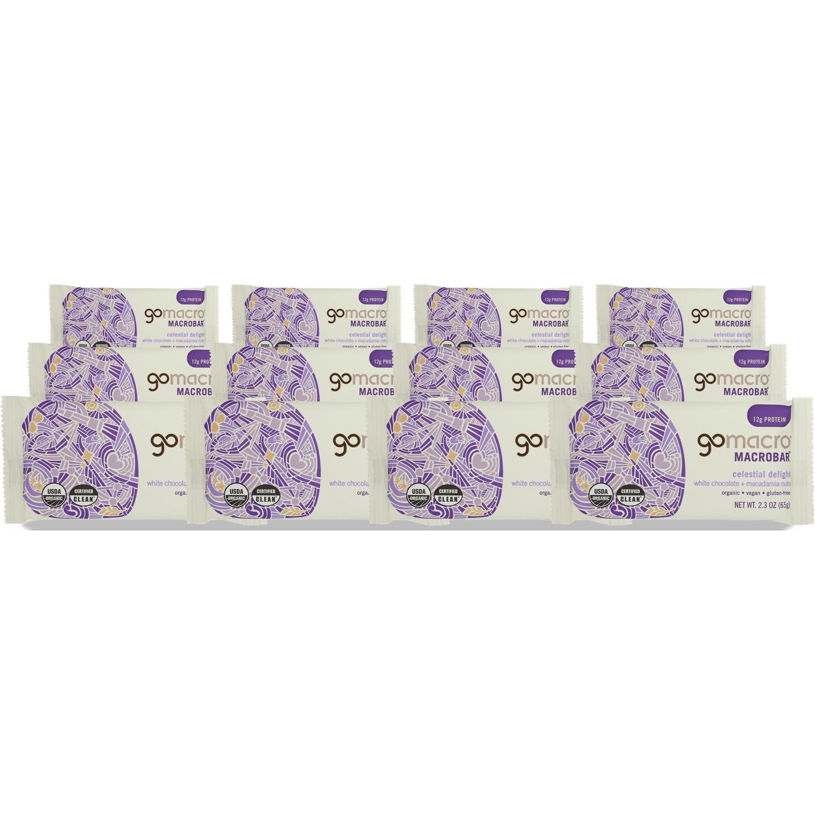 Celestial Delight Macrobar By Gomacro White Chocolate Macadamia Nuts 12G 12 Pack