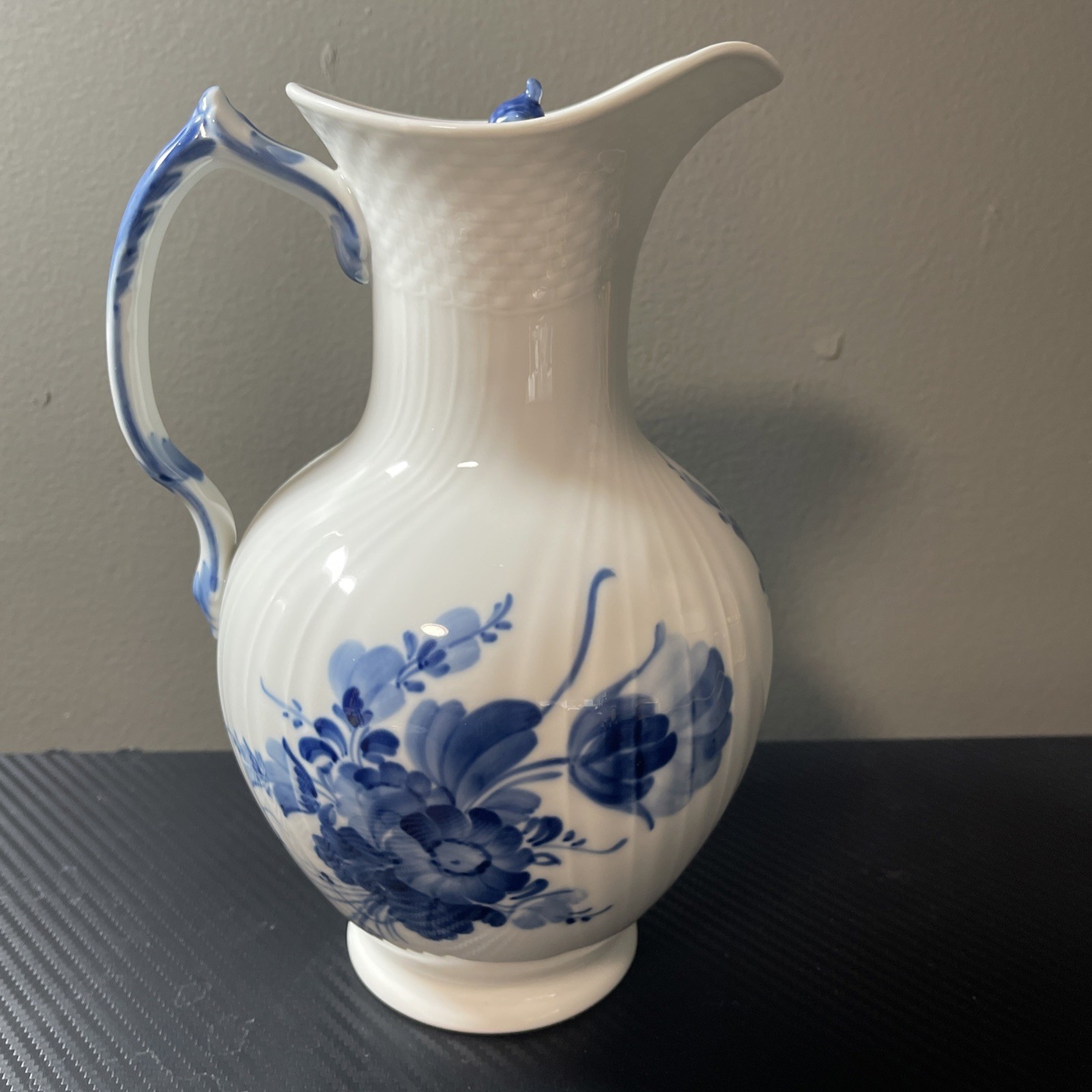 Royal Copenhagen Denmark Blue White Flower Pitcher Stamped and Numbered 10/1862 Royal Copenhagen Denmark Blue White Flower Pitcher Stamped and Numbered 10/1862