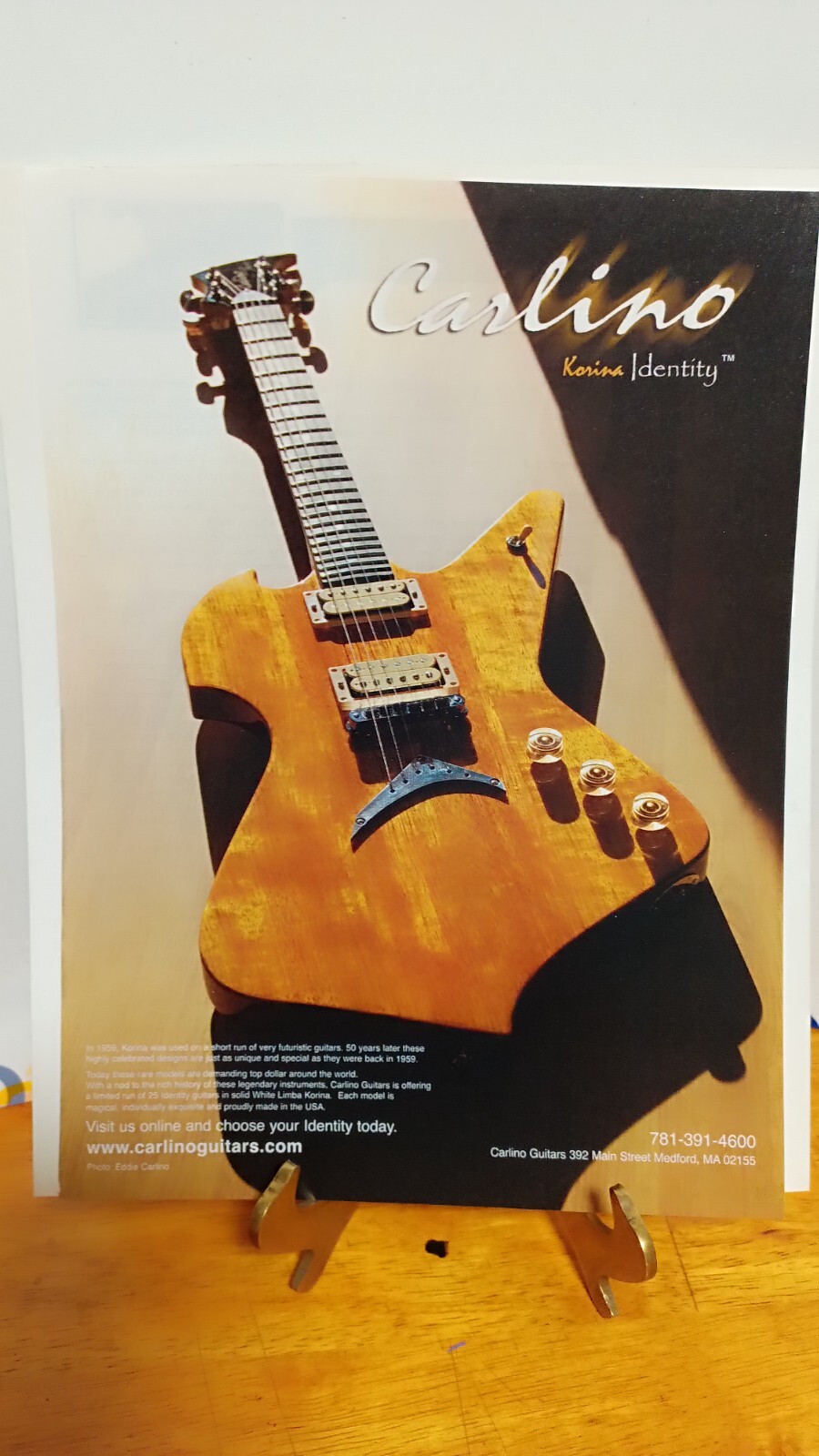 CARLINO GUITARS PRINT AD 11 X 8.5. KORINA IDENTITY. CARLINO GUITARS PRINT AD 11 X 8.5. KORINA IDENTITY.