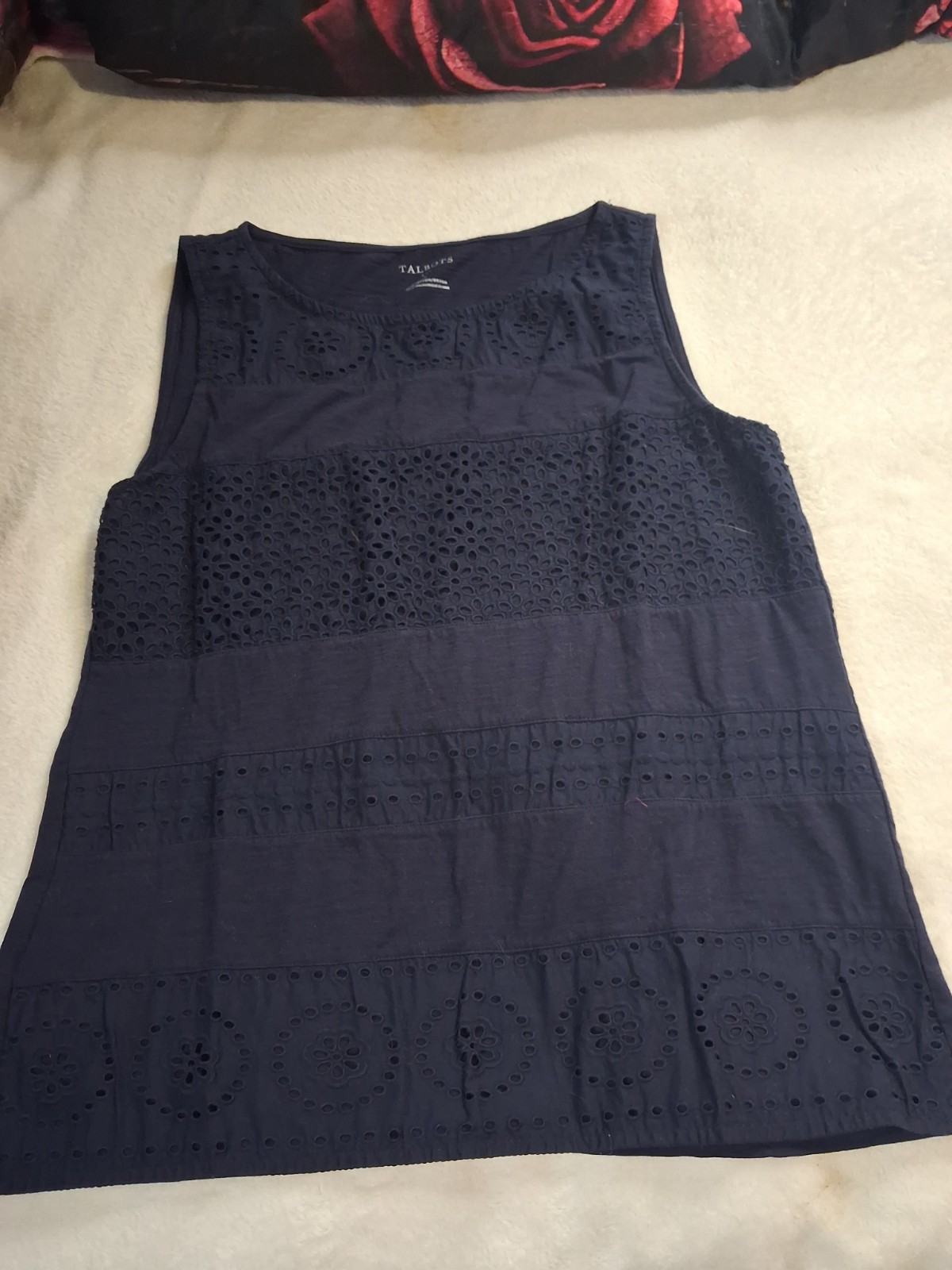 ☆NWOT Talbots~Womens, Navy Blue,%100 Cotton, Boat Neck Tank Size Large ☆NWOT Talbots~Womens, Navy Blue,%100 Cotton, Boat Neck Tank Size Large