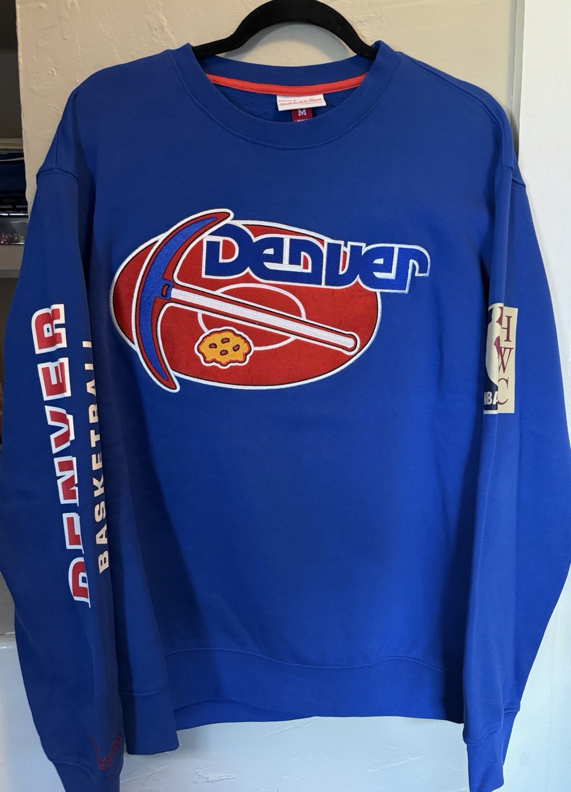 Mitchell & Ness Denver Nuggets NBA Hardwood Classics Blue Sweatshirt Size M