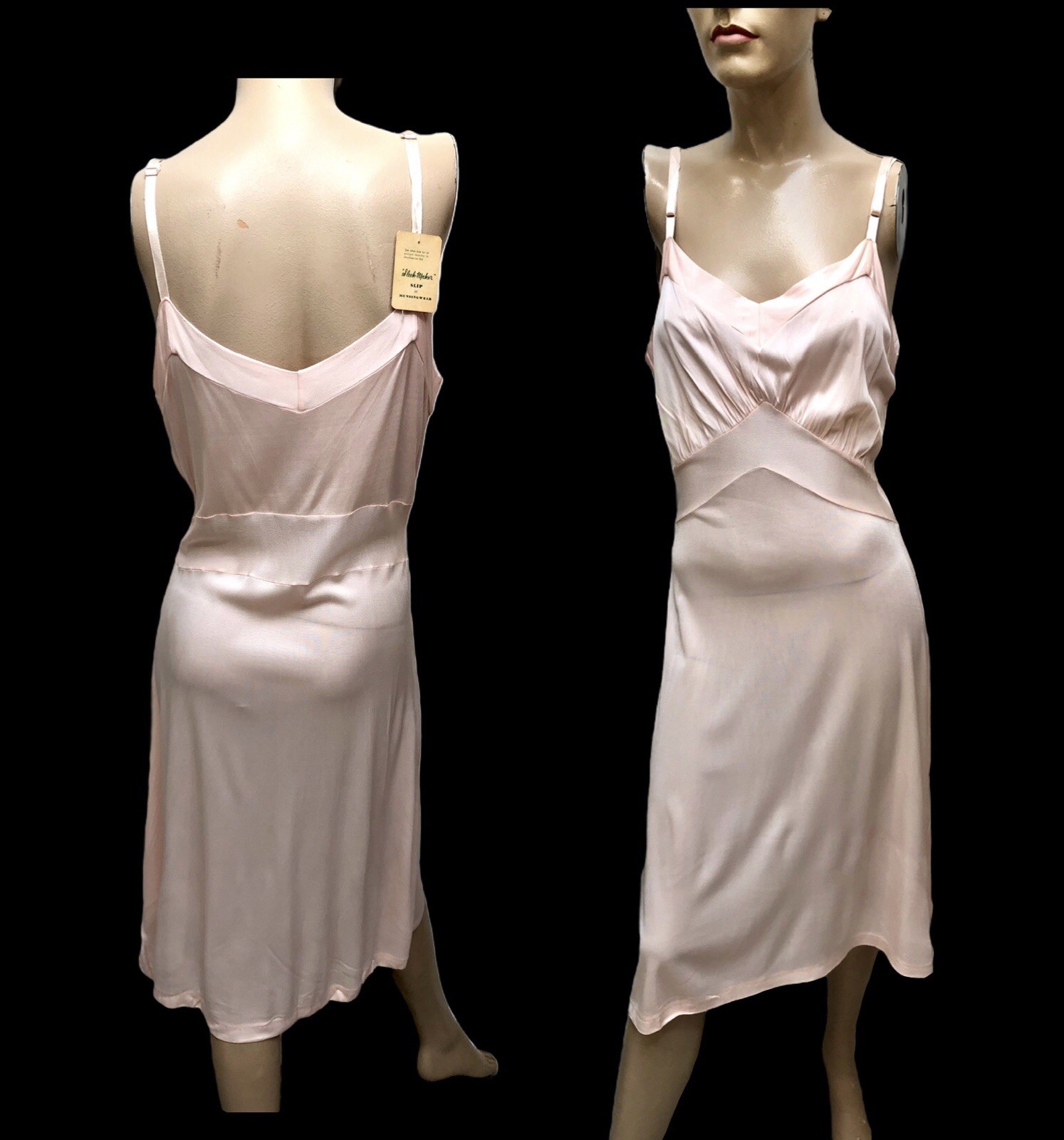 VTG 1940s DEADSTOCK w/TAG Munsingwear BLUSH PINK RAYON Sleek-Maker SLIP Sz 38