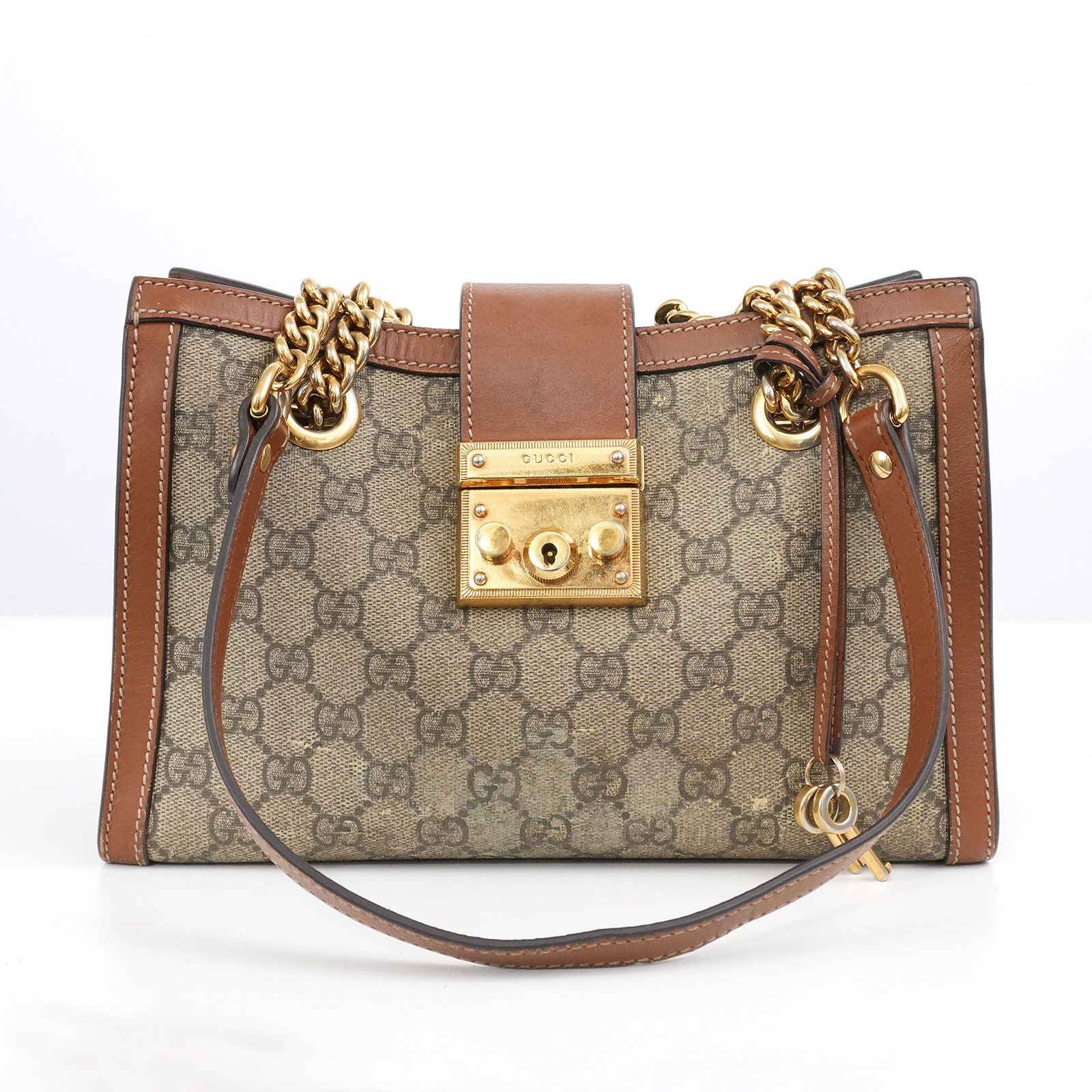 GUCCI Padlock GG Shoulder Bag Small 498156 GG Supreme Canvas 001998 Auth #55436A