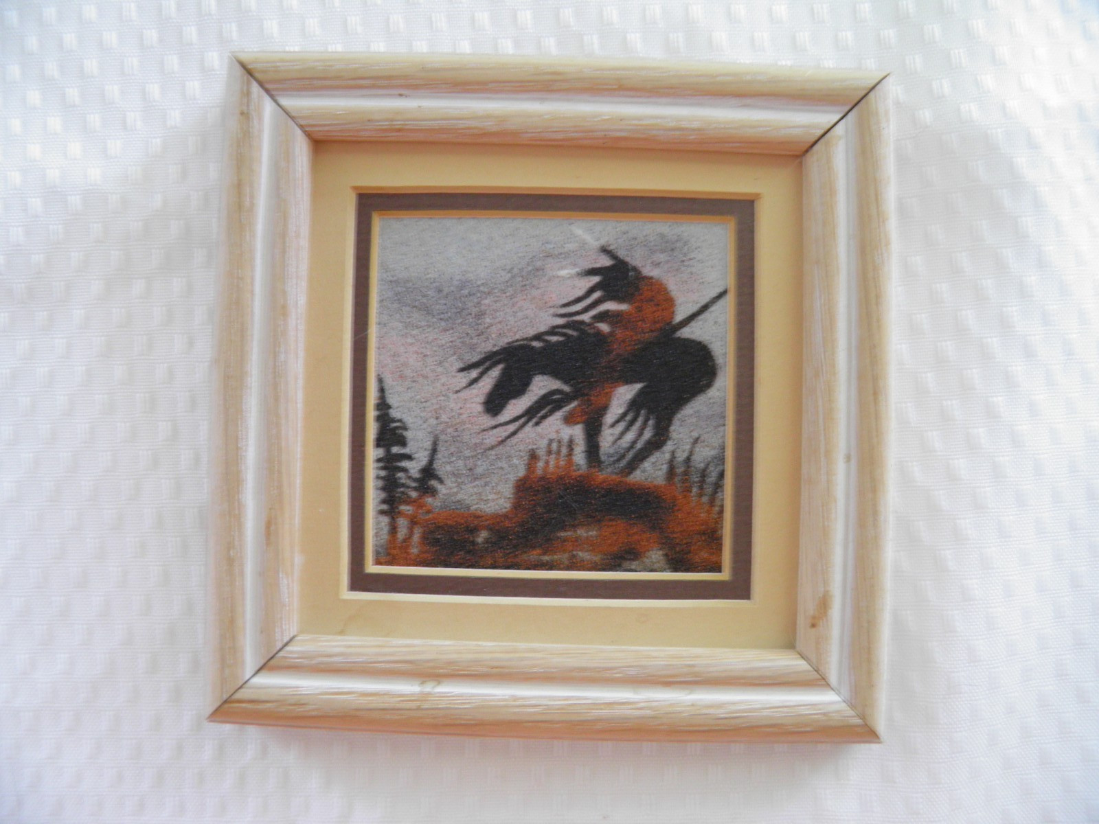 Vintage Navajo Sand Art End Of Trail framed