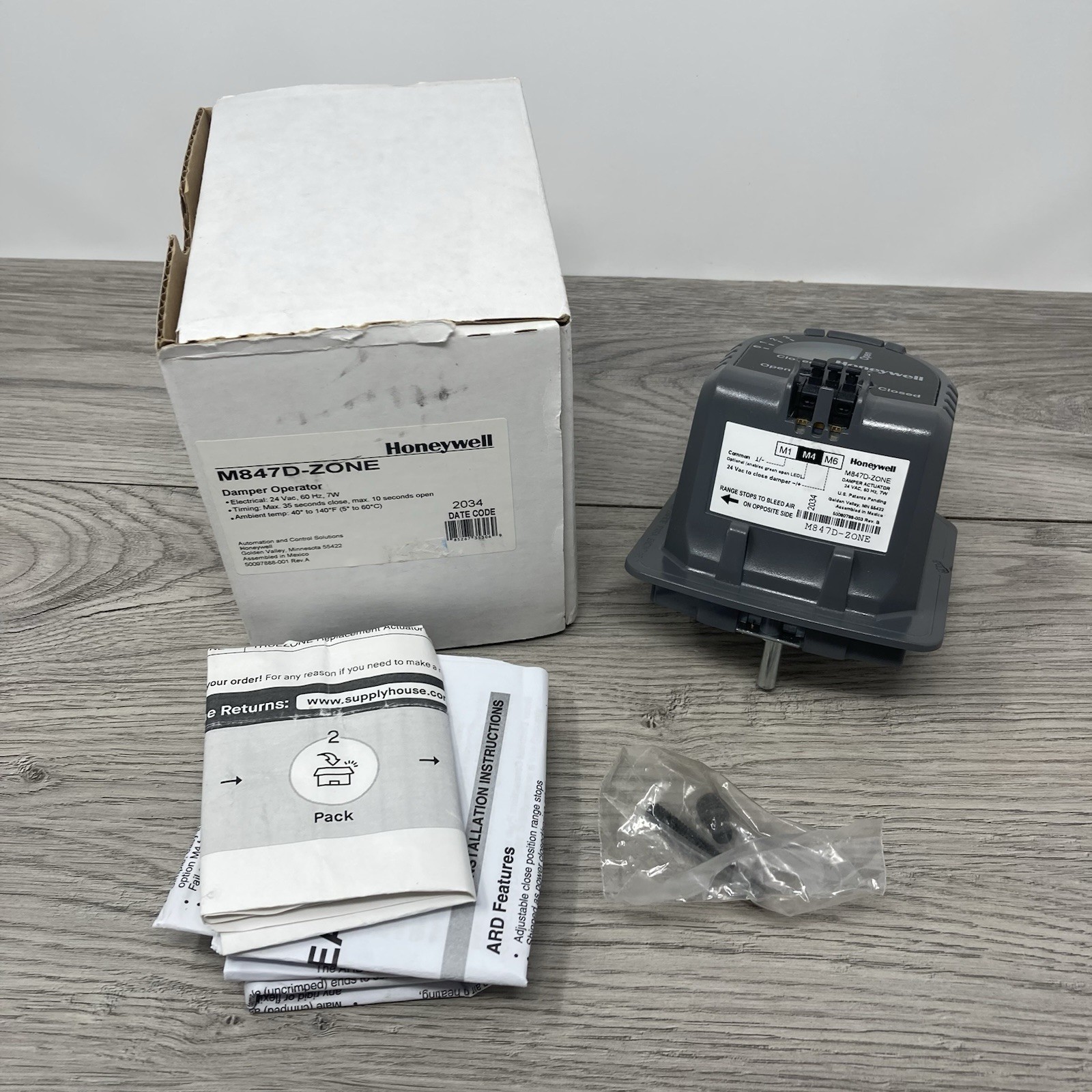 Honeywell M847D-ZONE/U Replacement Motor for Ard & Zd Zone Dampers OEM OPEN BOX Honeywell M847D-ZONE/U Replacement Motor for Ard & Zd Zone Dampers OEM OPEN BOX