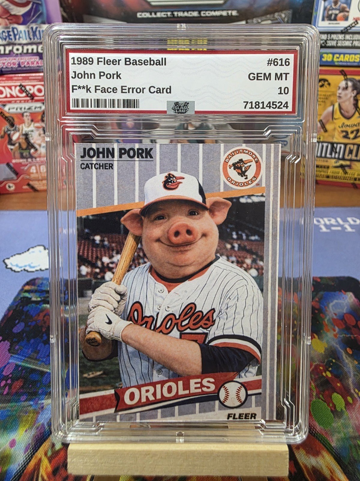 Baseball #616 John Pork F**k Face Error Card Custom Card Novelty Slab Baseball #616 John Pork F**k Face Error Card Custom Card Novelty Slab