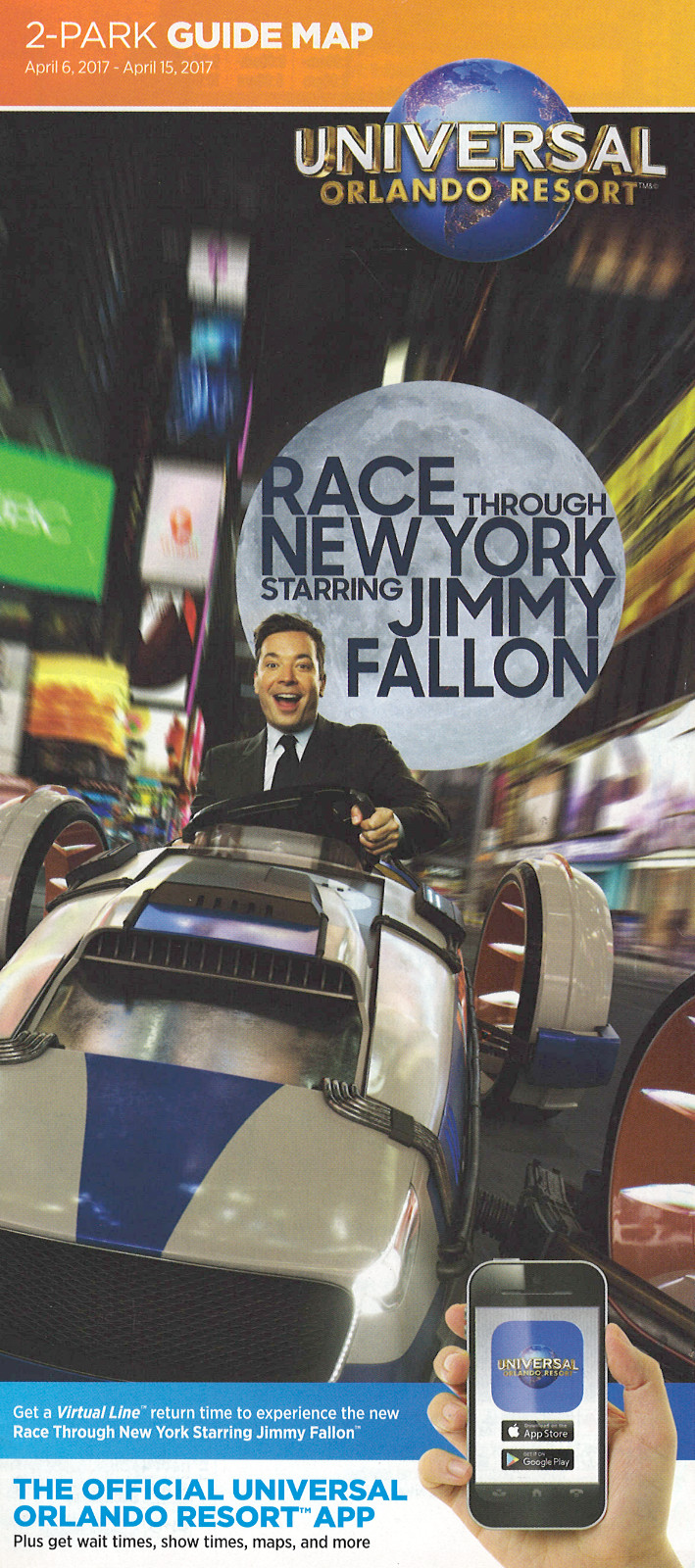 Universal Orlando Resort 2017 2 Park Guide Map Jimmy Fallon April 6-15 Florida