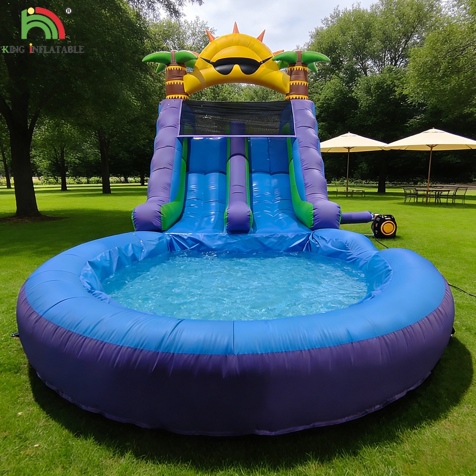 26FT Commercial Inflatable Water Slide with Climbing Wall Double Lane & Blower