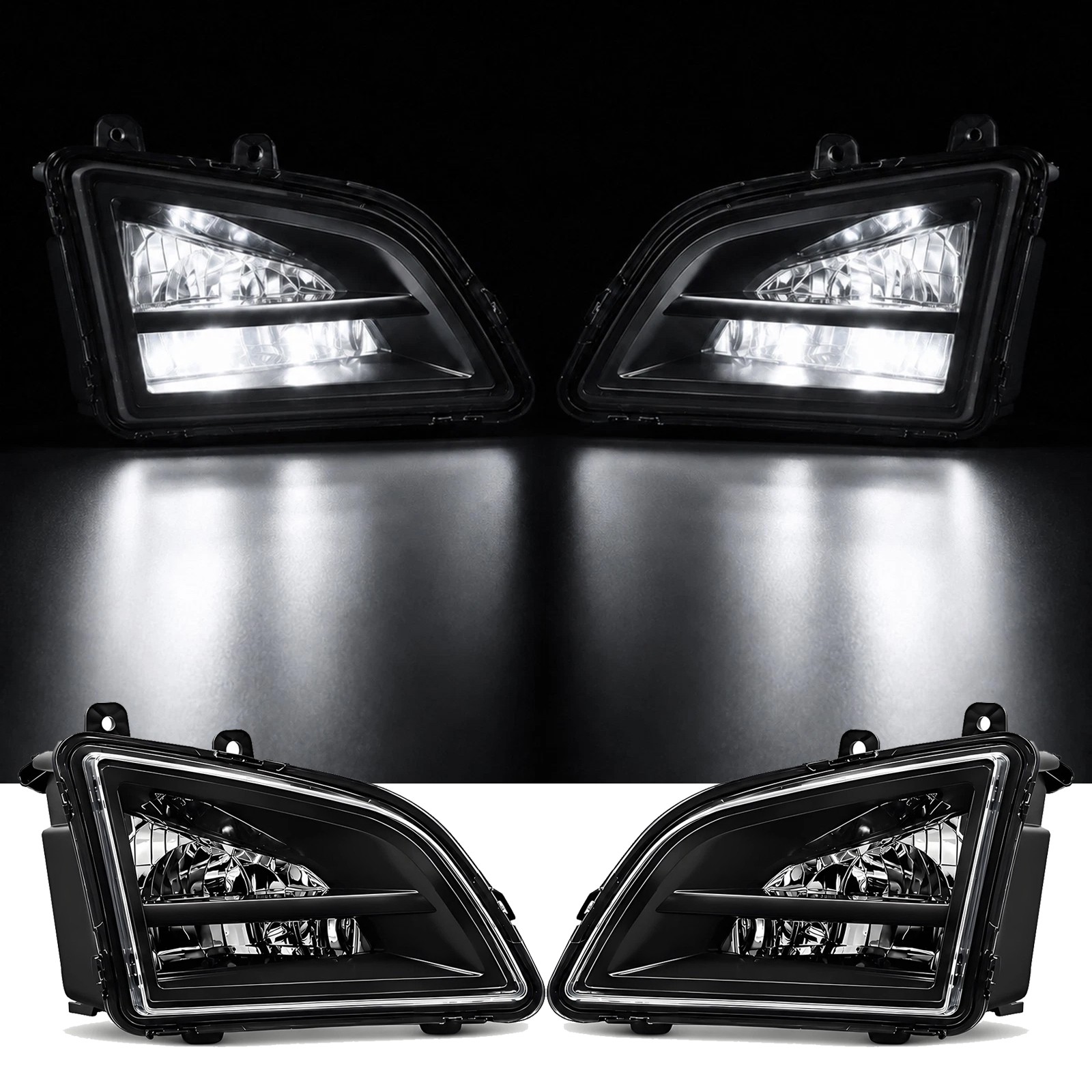2PCS LED Fog Lights w/ Black Housing For Volvo VNL Trucks 2018-2024 Front Bumper