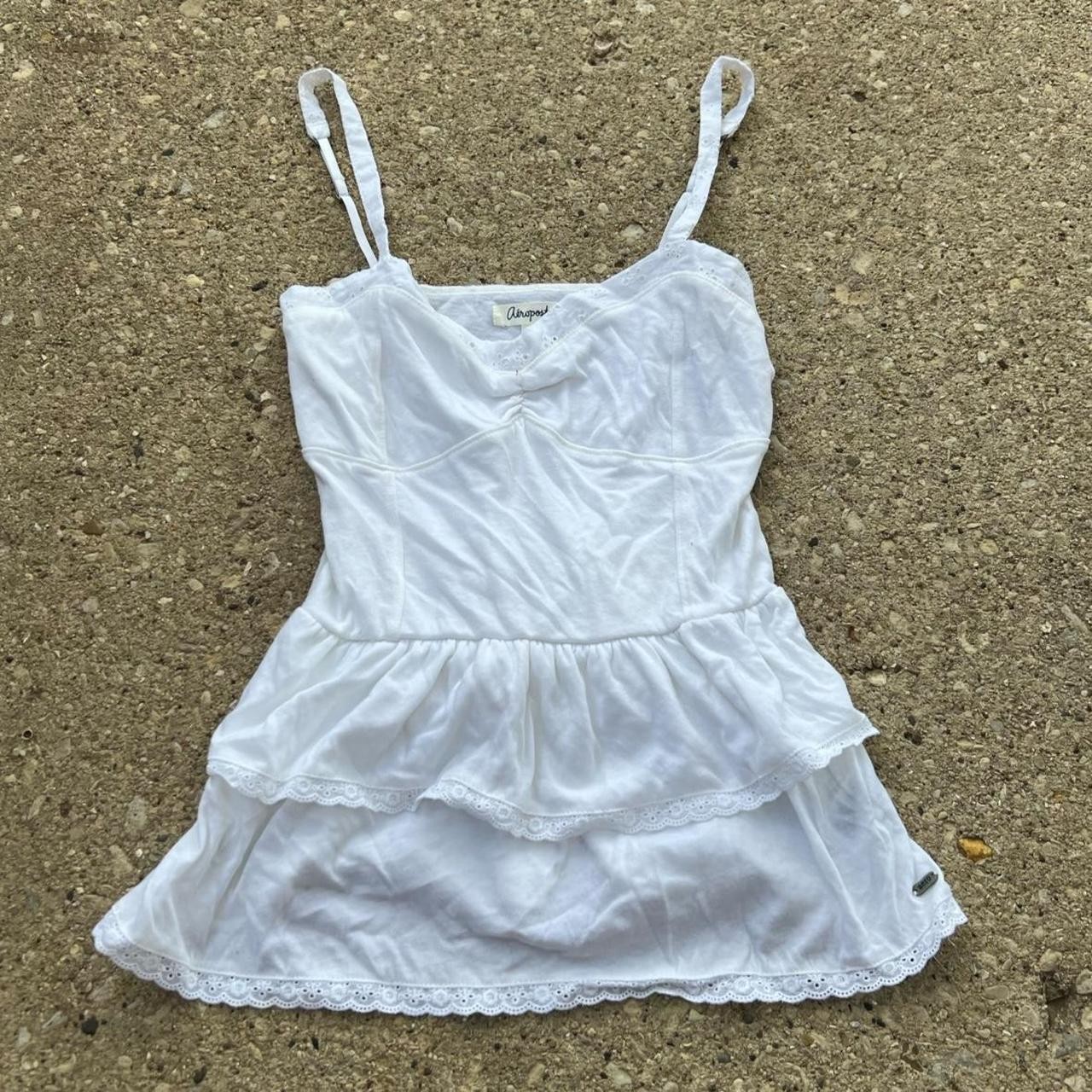 Vintage Aeropostale baby doll white ruffle tank top in a M #aeropostale #y2k Vintage Aeropostale baby doll white ruffle tank top in a M #aeropostale #y2k