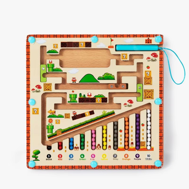 Montessori Magnetic Color Number Maze Wooden Toddler Learning Toy Puzzle Ages 3+