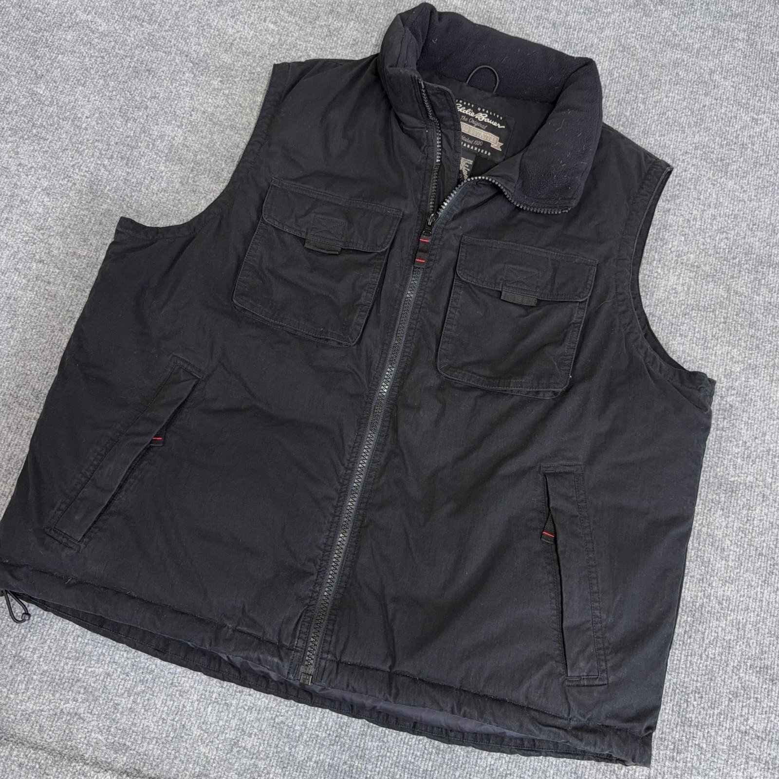 Vintage Eddie Bauer Down Puffer Vest Men XL Black Full Zip Utility Zip Pockets Vintage Eddie Bauer Down Puffer Vest Men XL Black Full Zip Utility Zip Pockets
