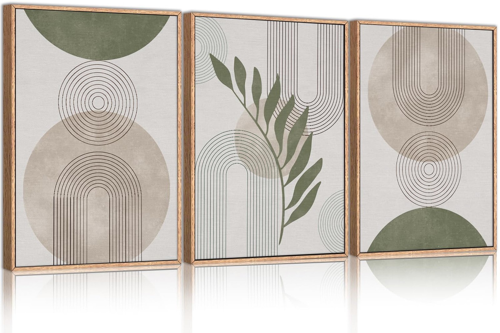 HPINUB Sage Green Boho Framed Canvas Wall Art Set, Minimalist Beige Green Bot... HPINUB Sage Green Boho Framed Canvas Wall Art Set, Minimalist Beige Green Bot...