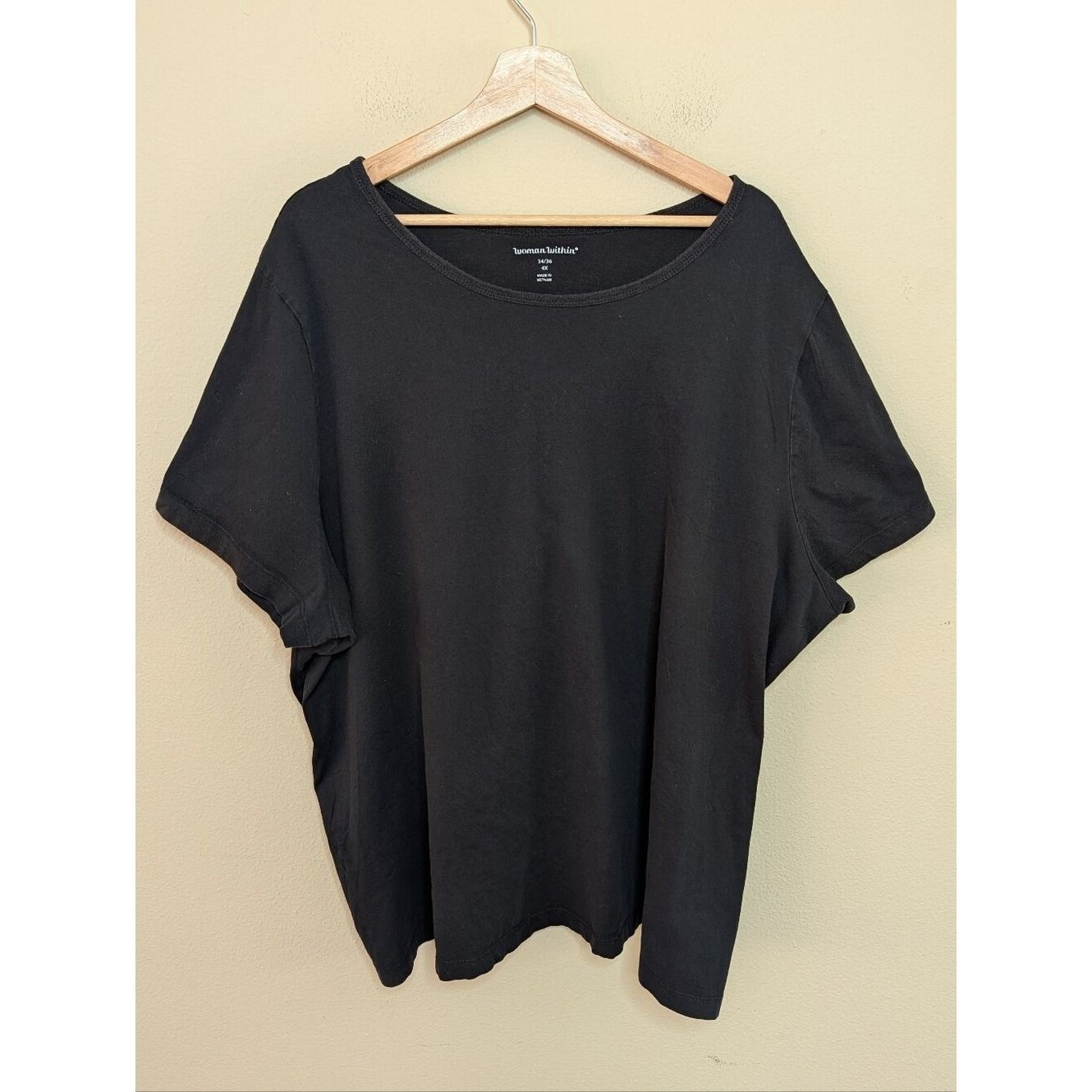 Woman Within Black 100% Cotton Tee Size 4X (34/36)