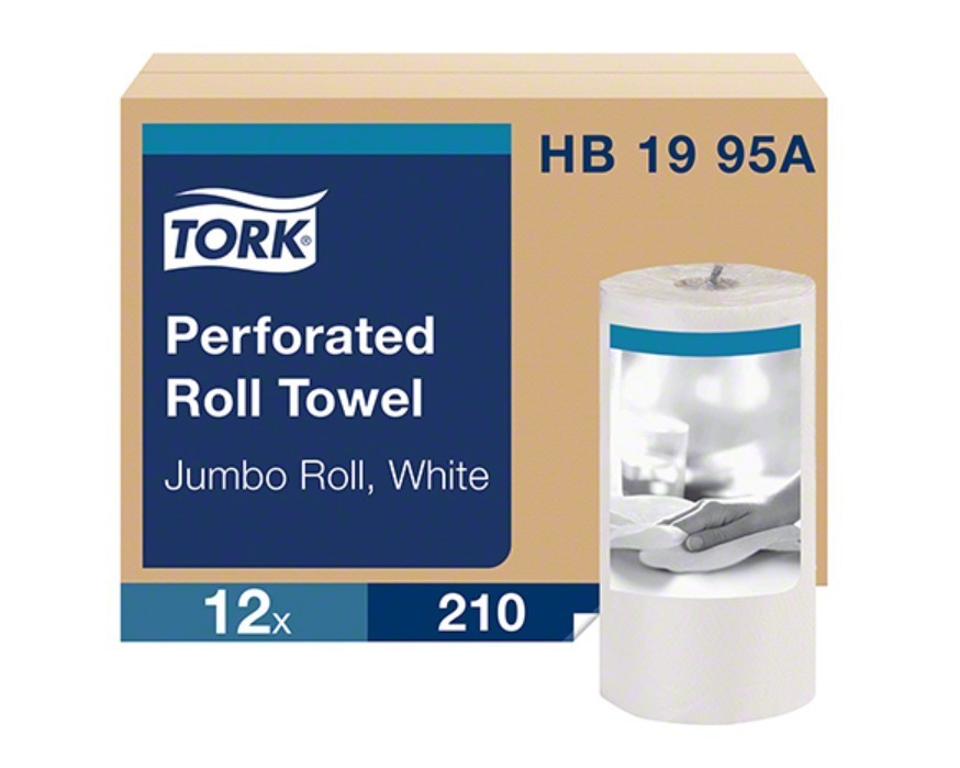 Tork Jumbo Hand Paper Towel Rolls, (HB1995A), 210 Sheets/Roll - Case of 12 Rolls