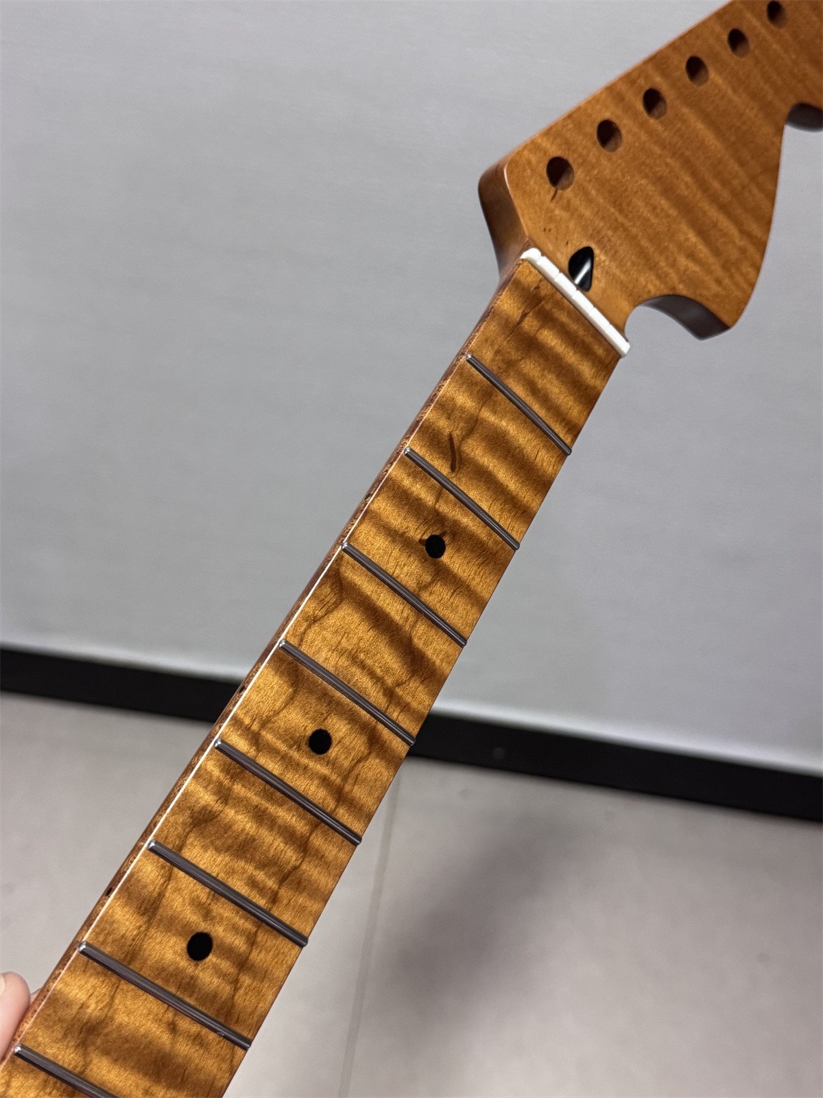 Custom 24.75inch scale 22 Fret Roasted Flame maple Electric guitar neck part