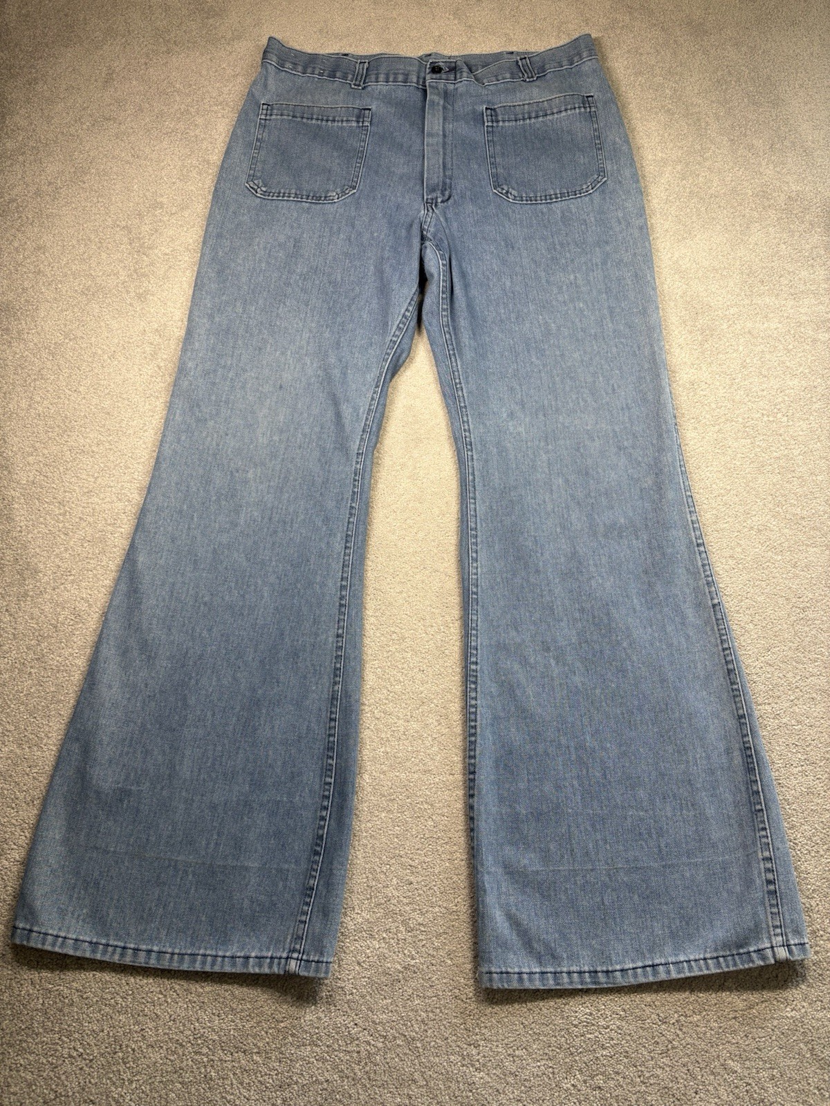 1970s Seafarer Navdungaree Jeans Men’s Size 36x34 Denim Bell Bottoms Vintage USA