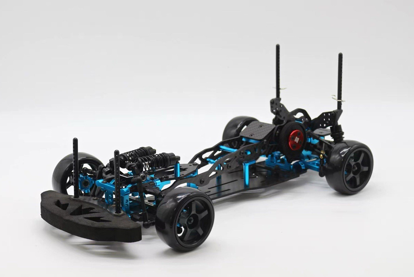 PMM Racing 2.0 1/10RWD RC Drift Car Chassis Kit Carbon Fiber Steering Blue Black