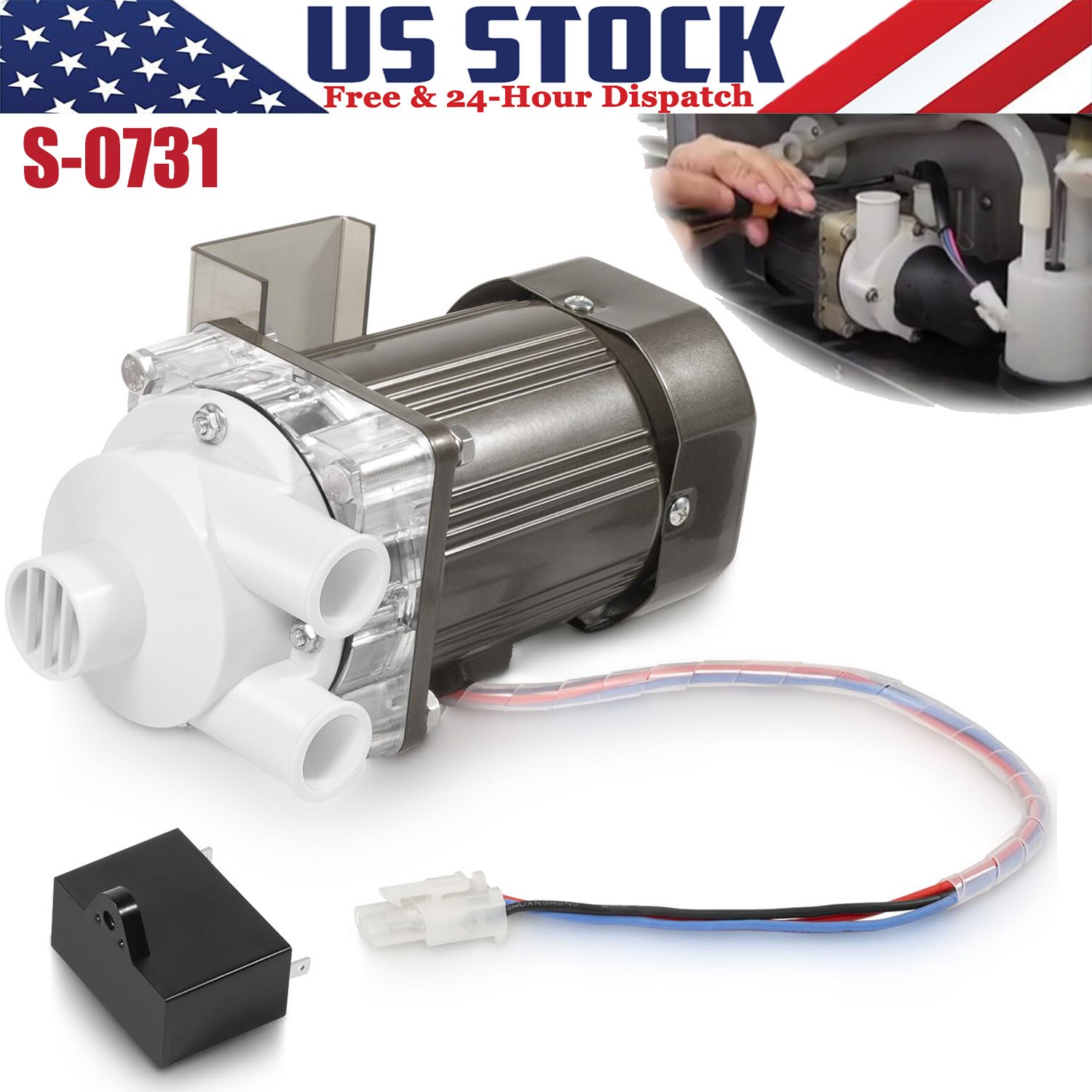 for Hoshizaki 900-SD S-0731 Ice Machine Water Pump Motor Assembly,120V 60W